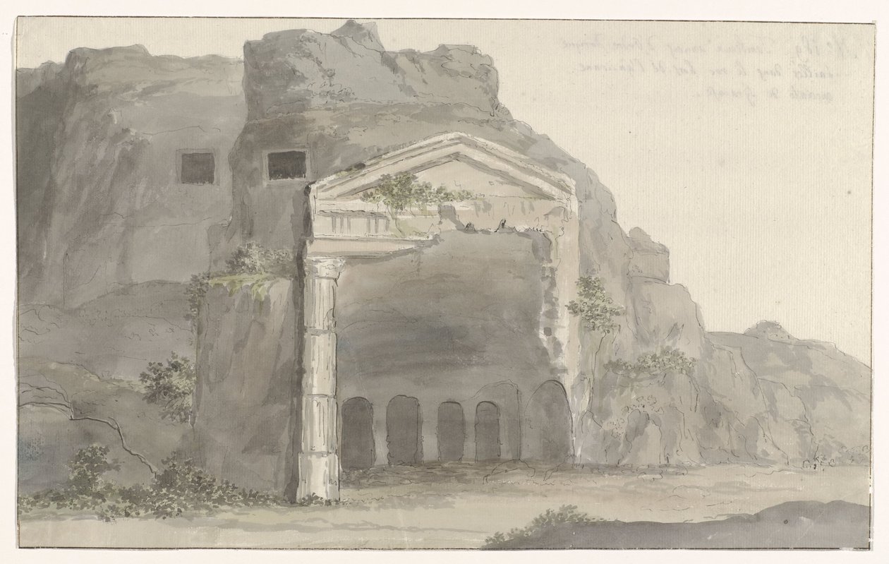 Tombe scolpite nella roccia in stile dorico nei dintorni di Siracusa Viaggio in Italia, in Sicilia e a Malta - 1778 (titolo della serie) da Louis Ducros