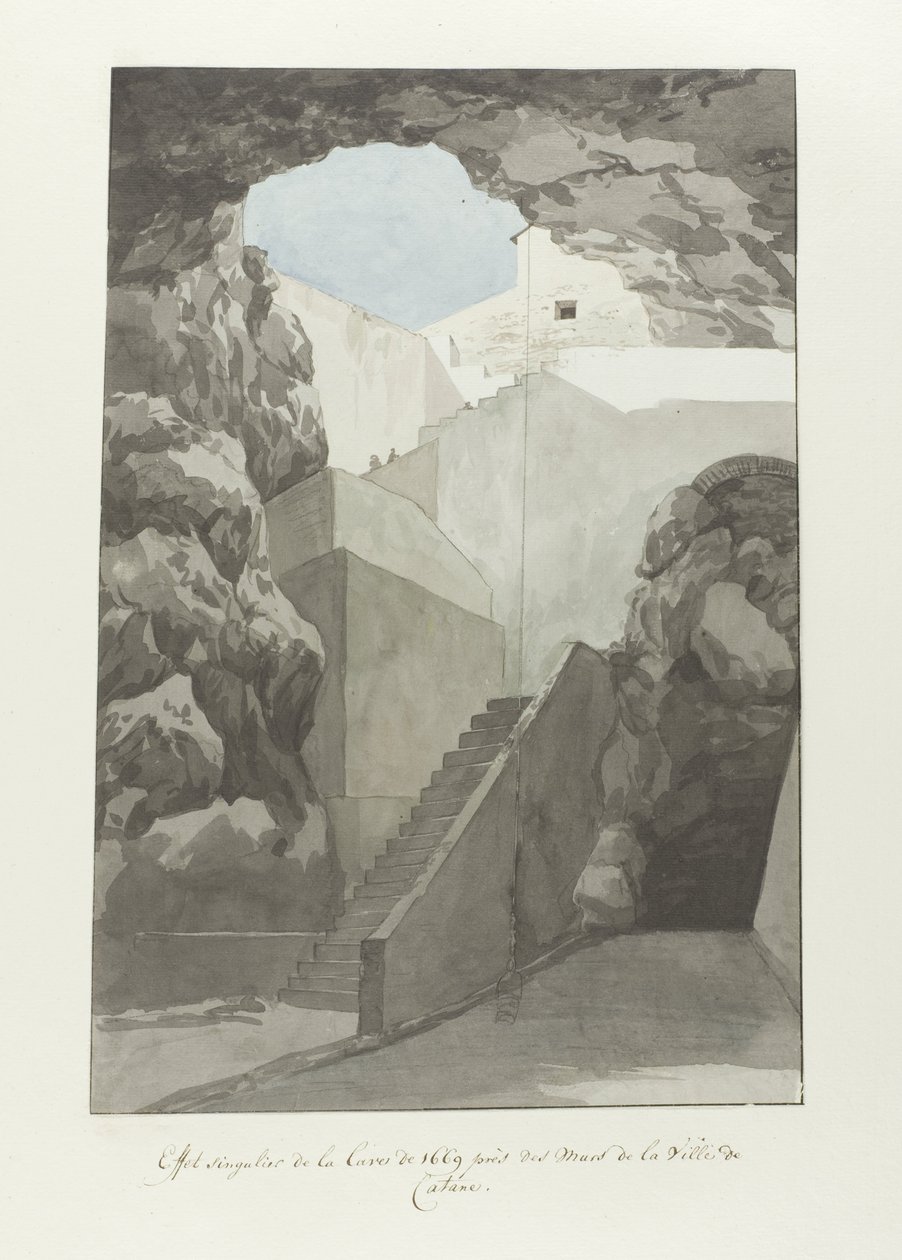 Notevoli rocce laviche del 1669 presso le mura della città di Catania da Louis Ducros