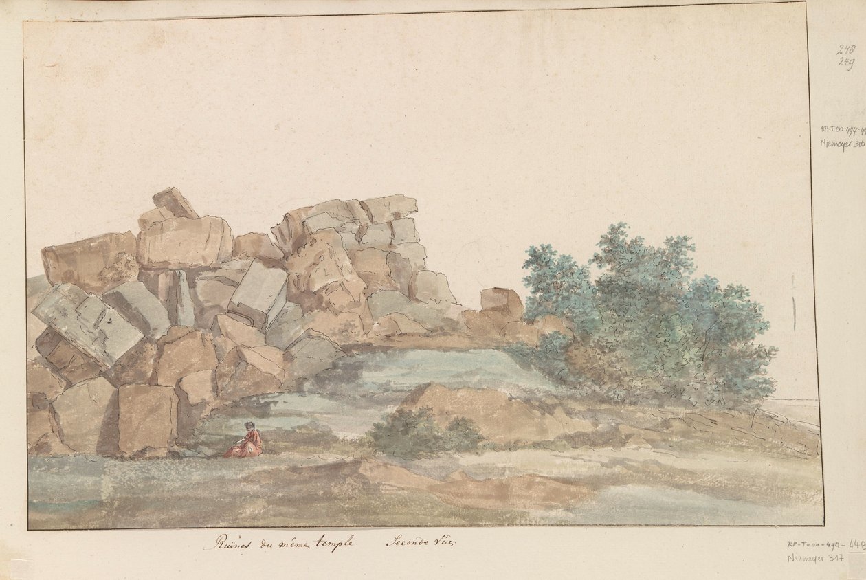 Rovine del tempio di Zeus Olimpo ad Agrigento da Louis Ducros