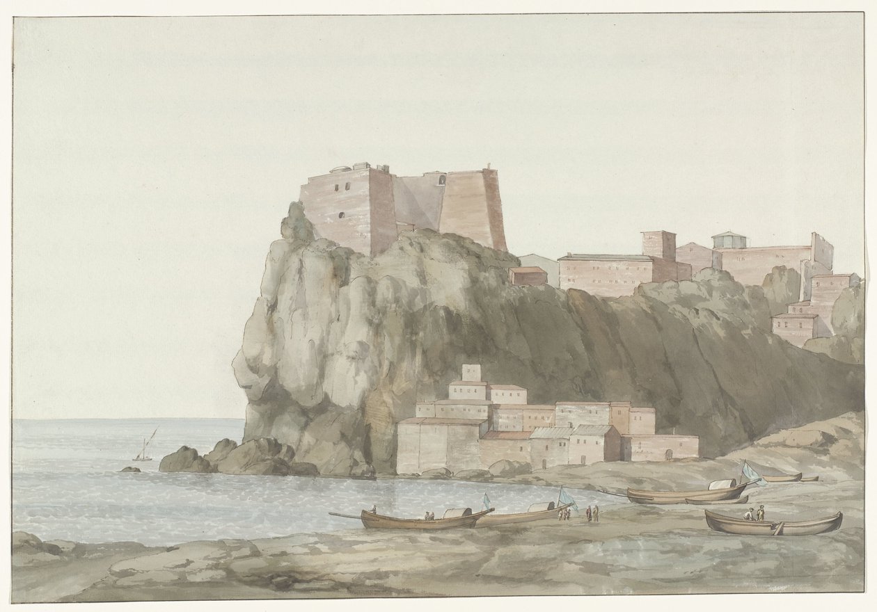 Roccia e città di Scilla nella regione Calabria sulla costa occidentale da Louis Ducros