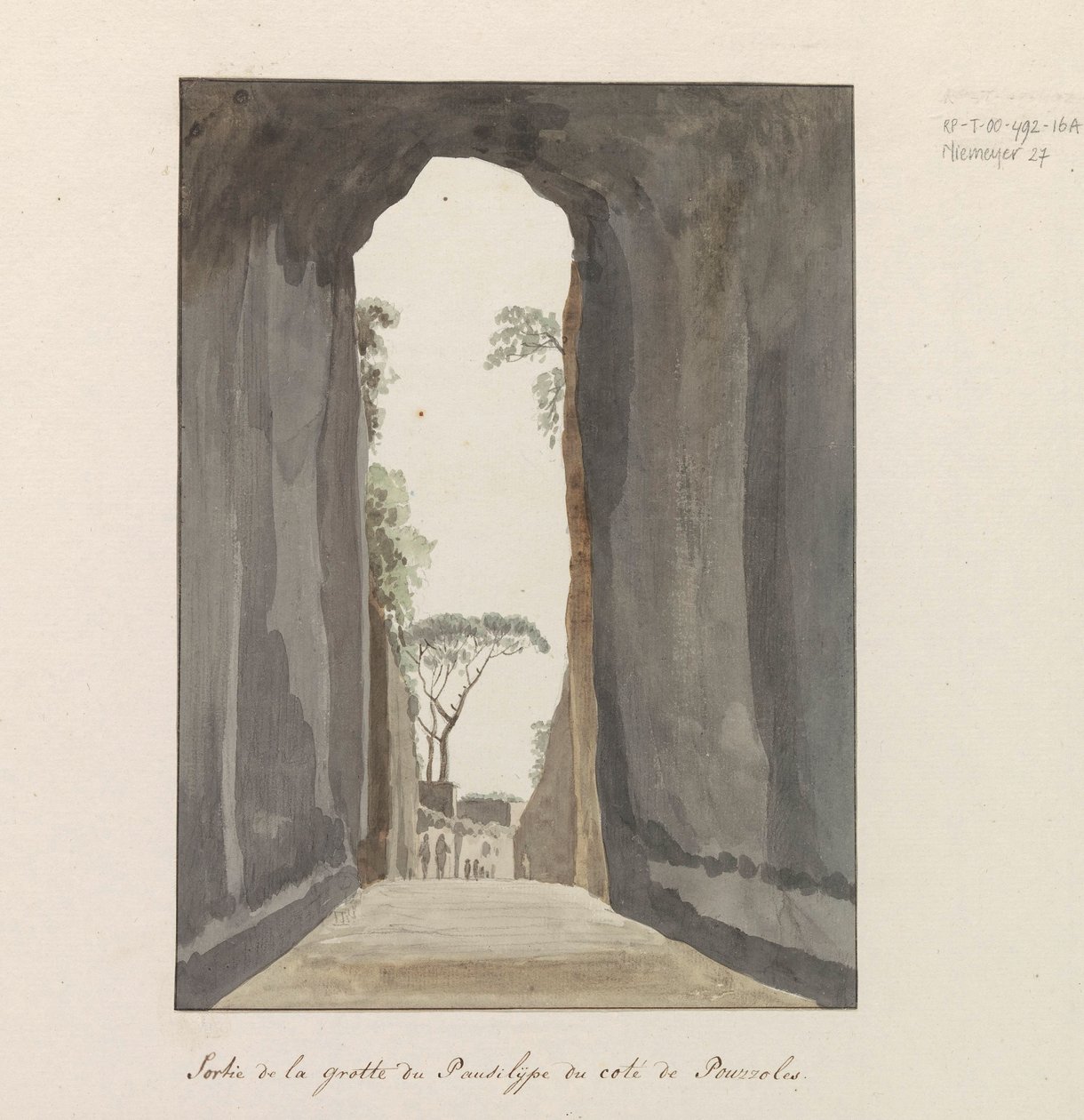 Uscita della grotta Crypta Neapolitana (o Grotta di Posillipo) sulla costa di Pozzuoli da Louis Ducros