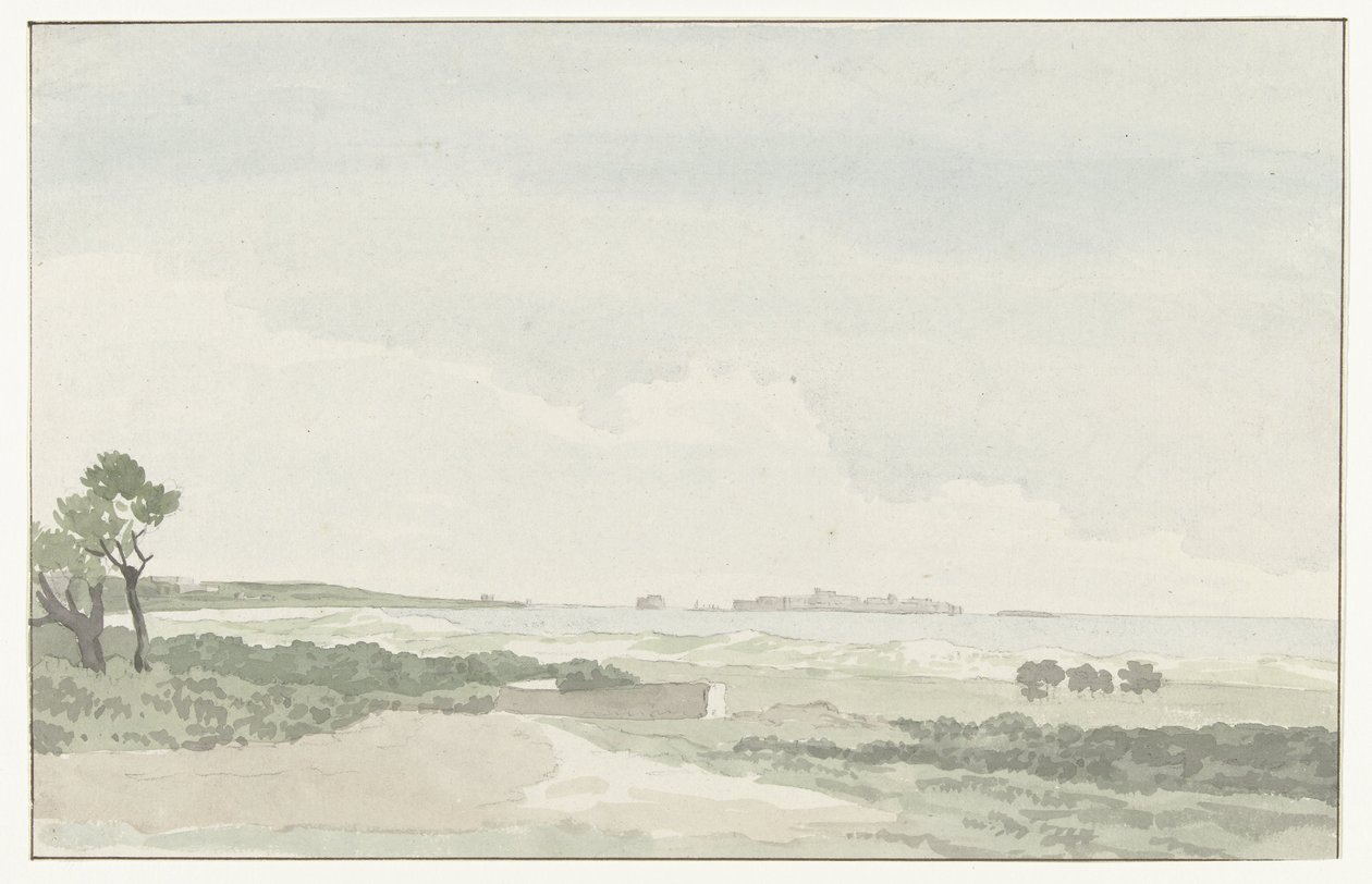 Veduta della città di Gallipoli da lontano Veduta della città di Gallipoli Viaggio in Italia, in Sicilia e a Malta - 1778 (titolo della serie) da Louis Ducros