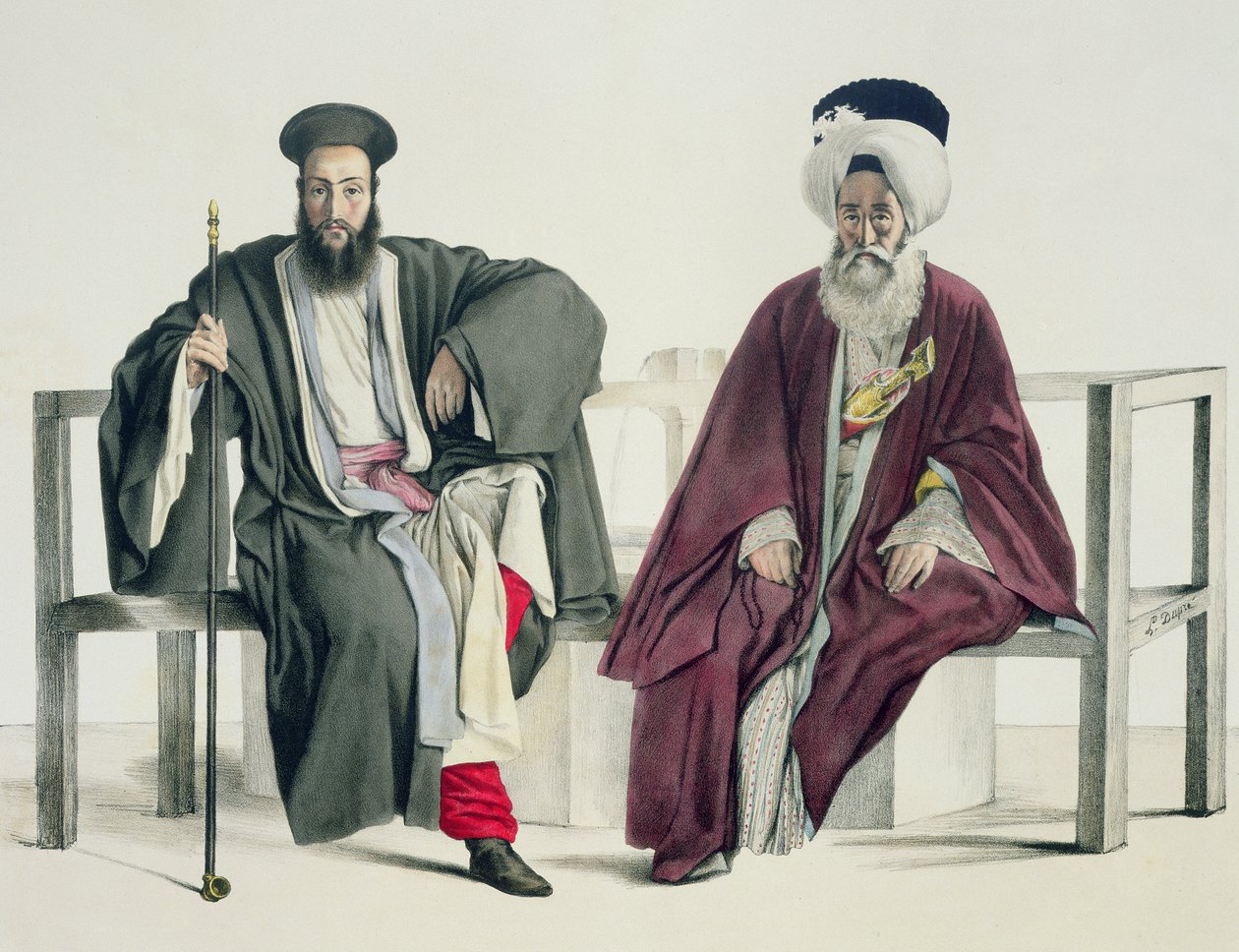 Un prete greco e un turco, inciso dai fratelli Thierry, 1825 da Louis Dupré