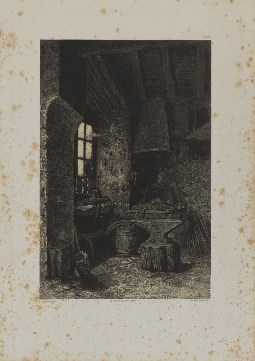 Interno di una bottega di fabbro da Louis Emmanuel Soulange Tessier