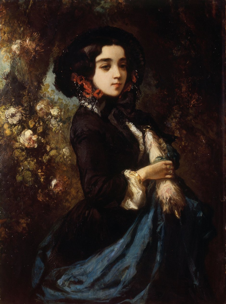 Ritratto di signora, 1860-65 circa (olio su tela) da Louis Eugene Gabriel Isabey