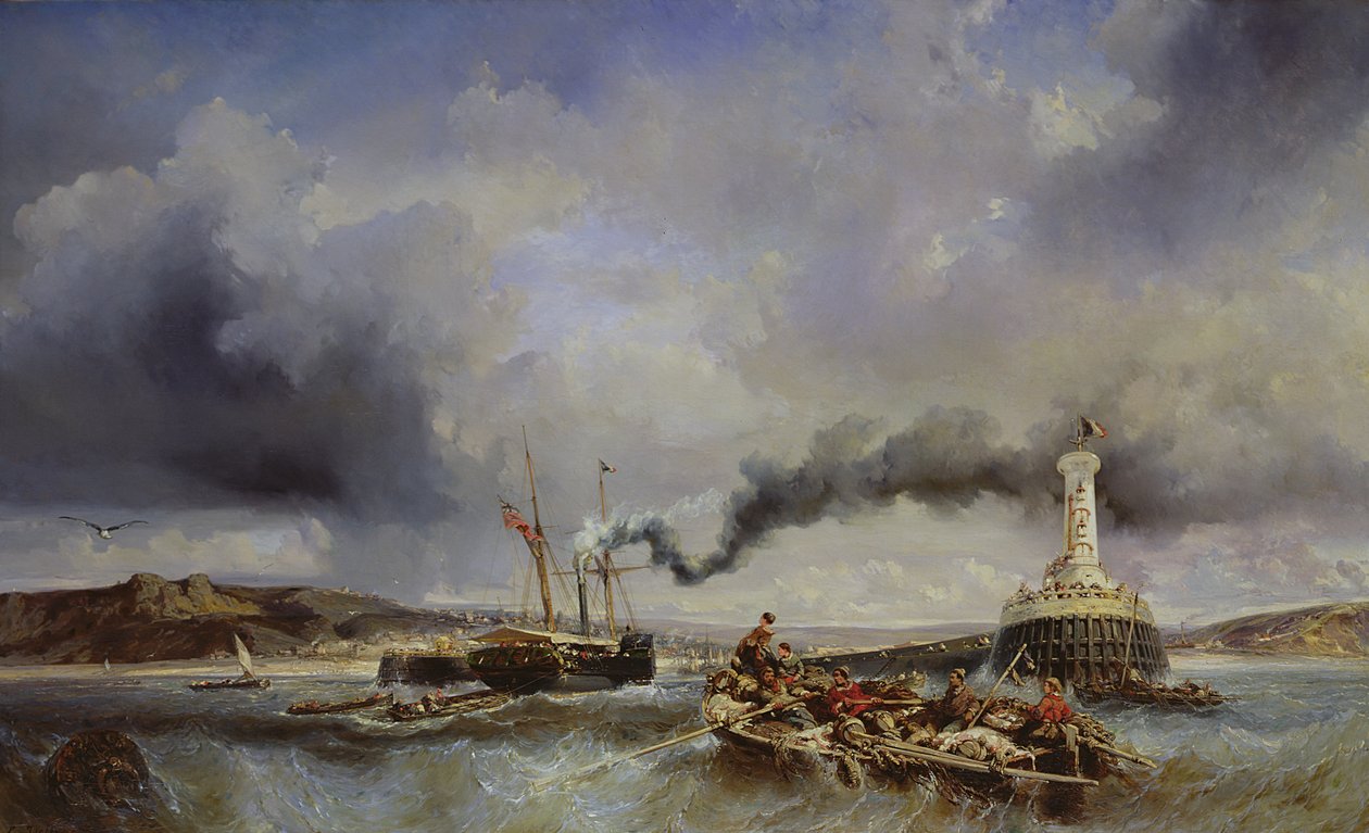 Veduta del porto di Boulogne dal mare, 1843 da Eugene Isabey