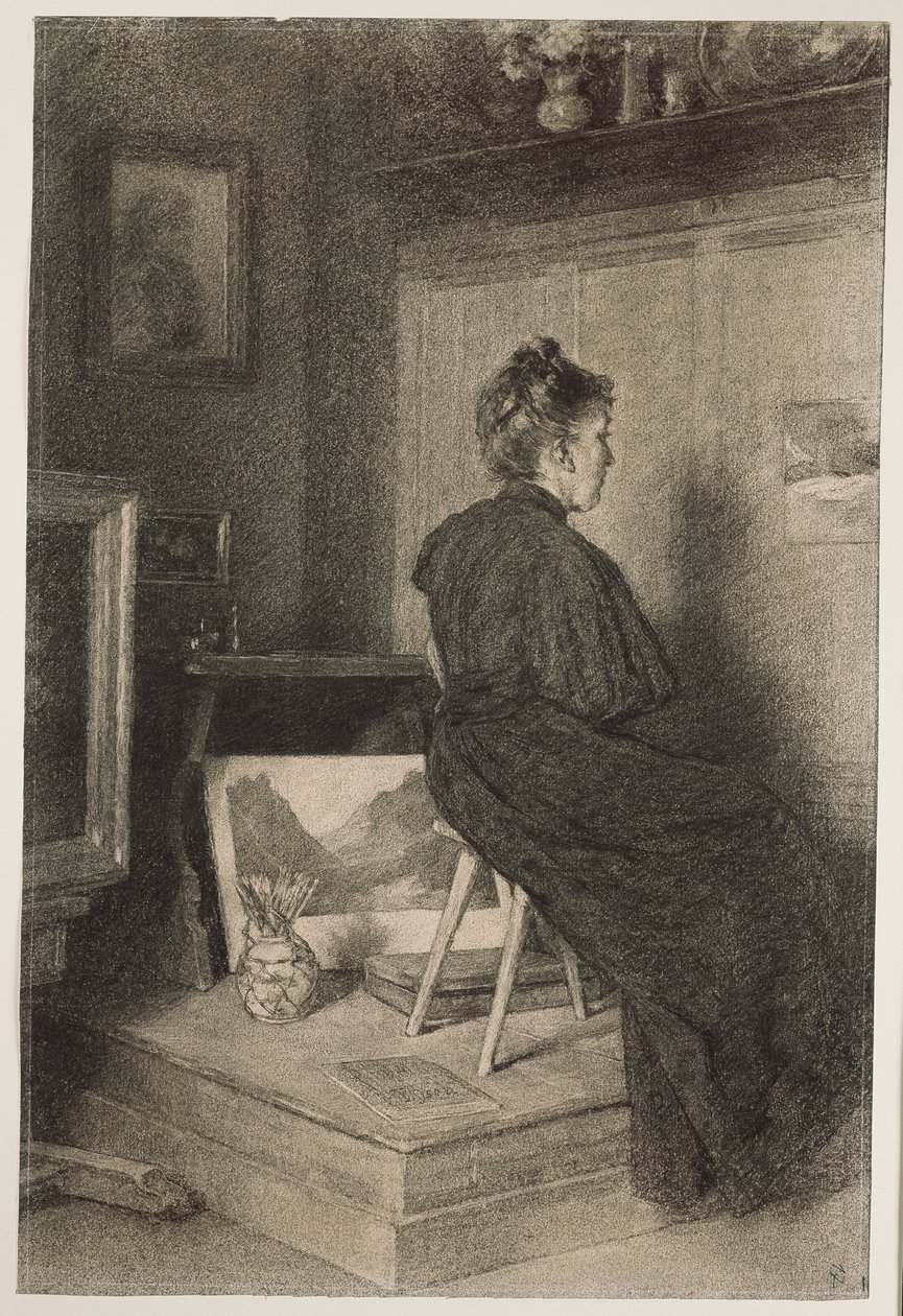 Mary Eysen nello studio di Villa Holstein a Merano-Obermais da Louis Eysen