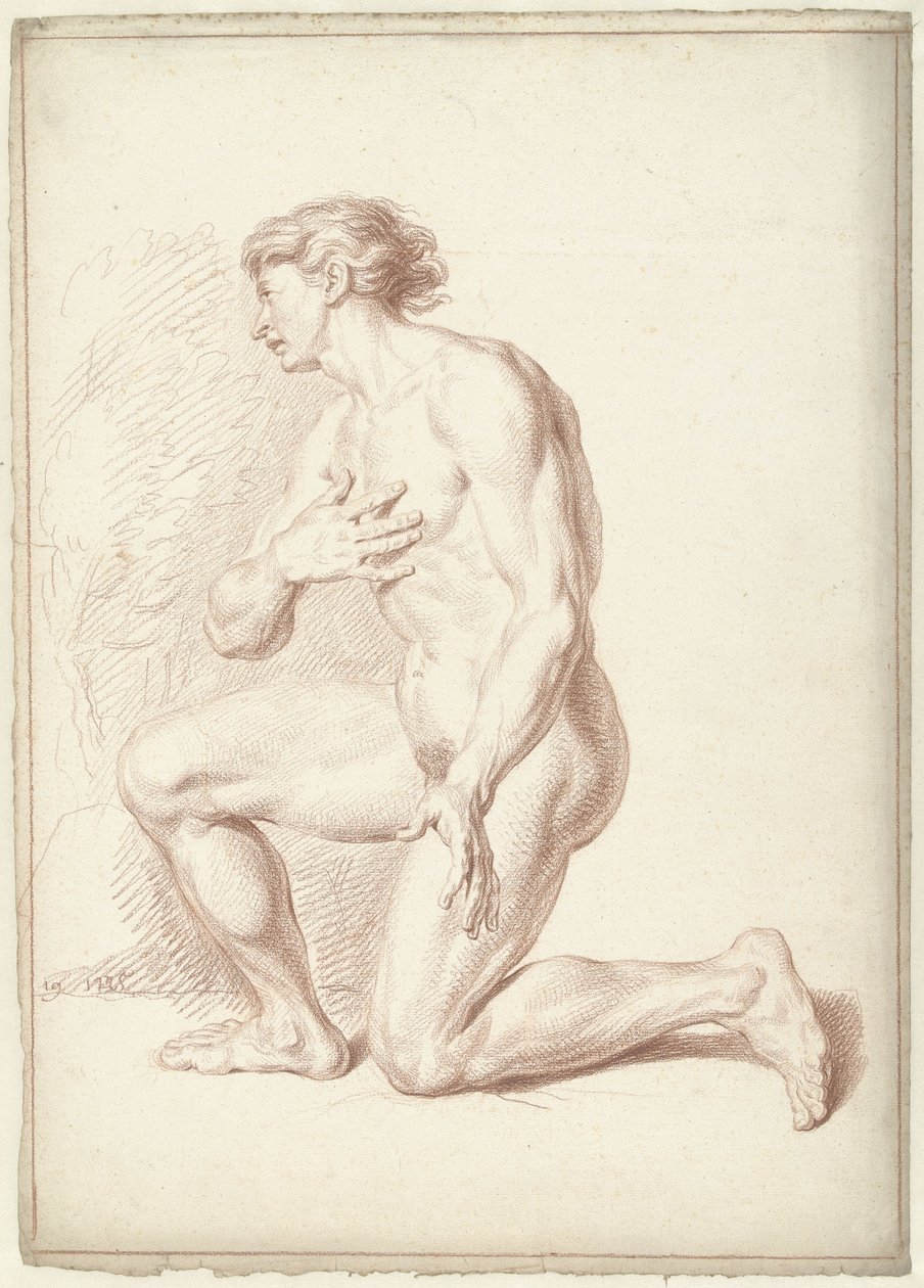 Nudo maschile, inginocchiato, verso sinistra da Louis Fabritius Dubourg