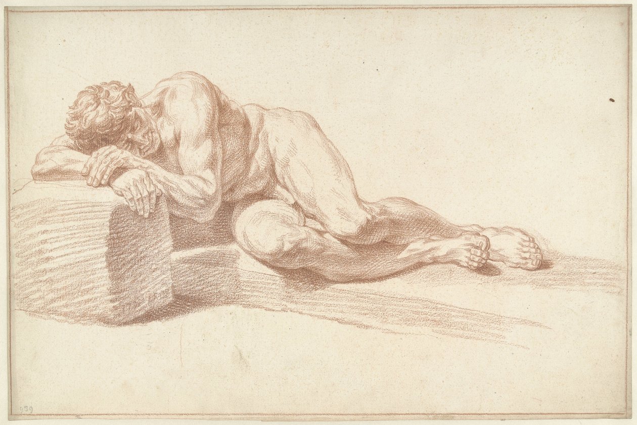 Nudo maschile, sdraiato sul fianco, verso sinistra da Louis Fabritius Dubourg