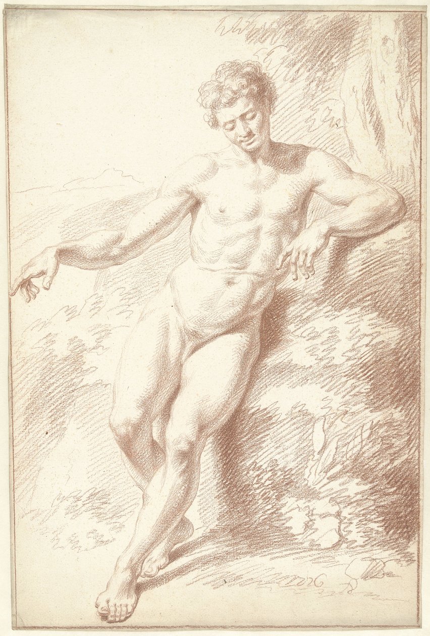 Nudo maschile, in piedi, appoggiato sul braccio sinistro da Louis Fabritius Dubourg