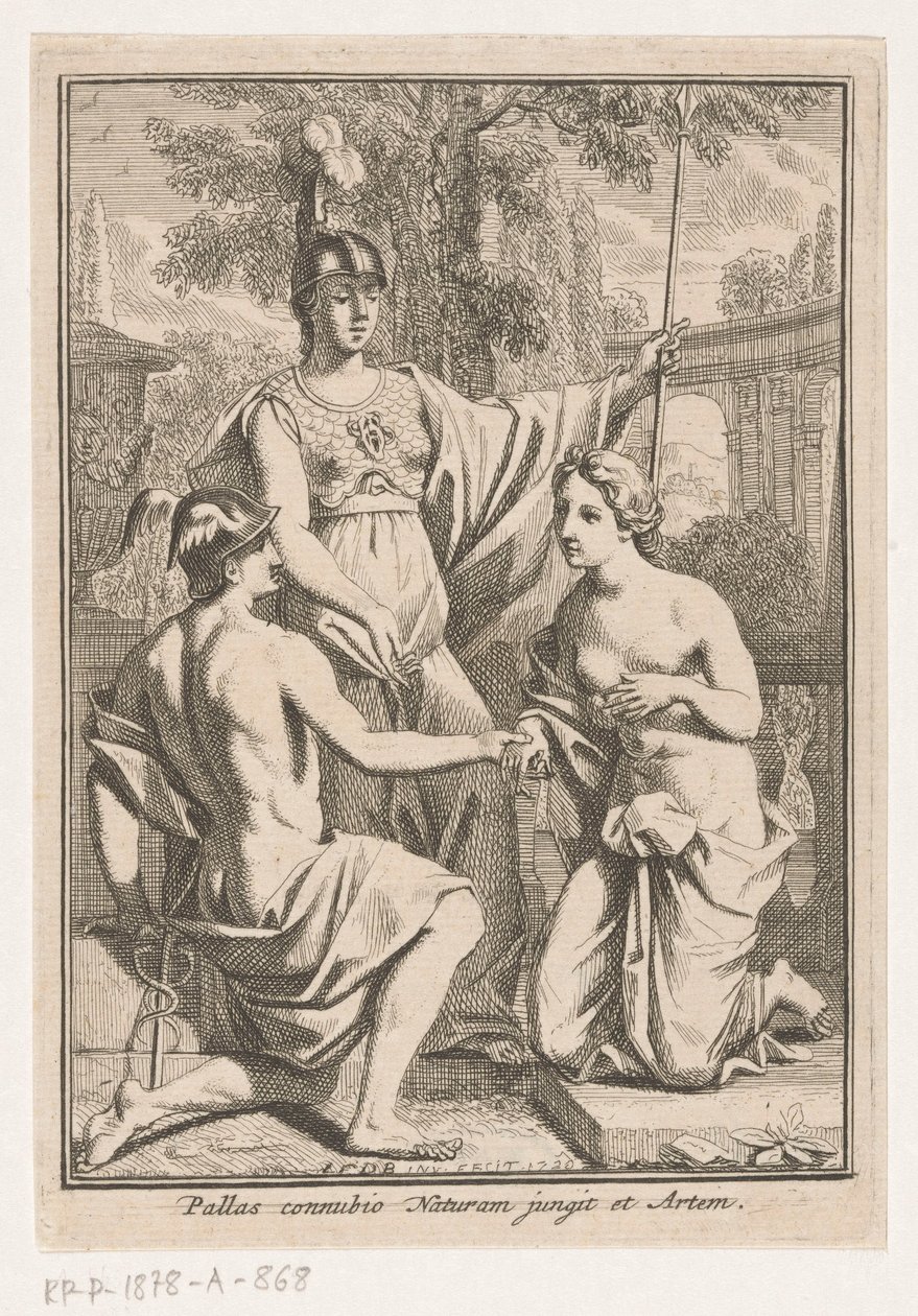 Minerva riunisce Mercurio e la personificazione della natura da Louis Fabritius Dubourg