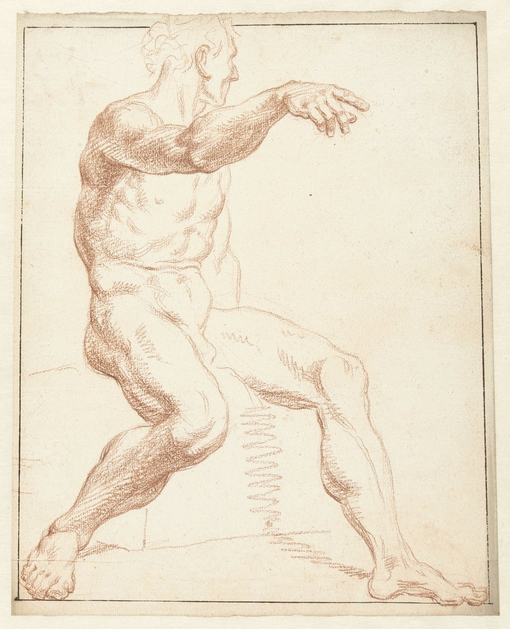 Studio di un nudo maschile seduto, che indica con il braccio destro da Louis Fabritius Dubourg