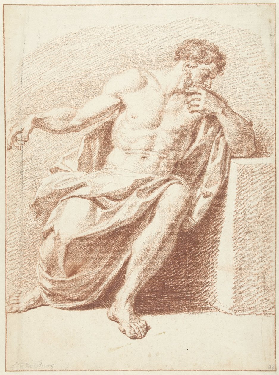 Studio di un uomo seduto con drappeggio avvolto da Louis Fabritius Dubourg