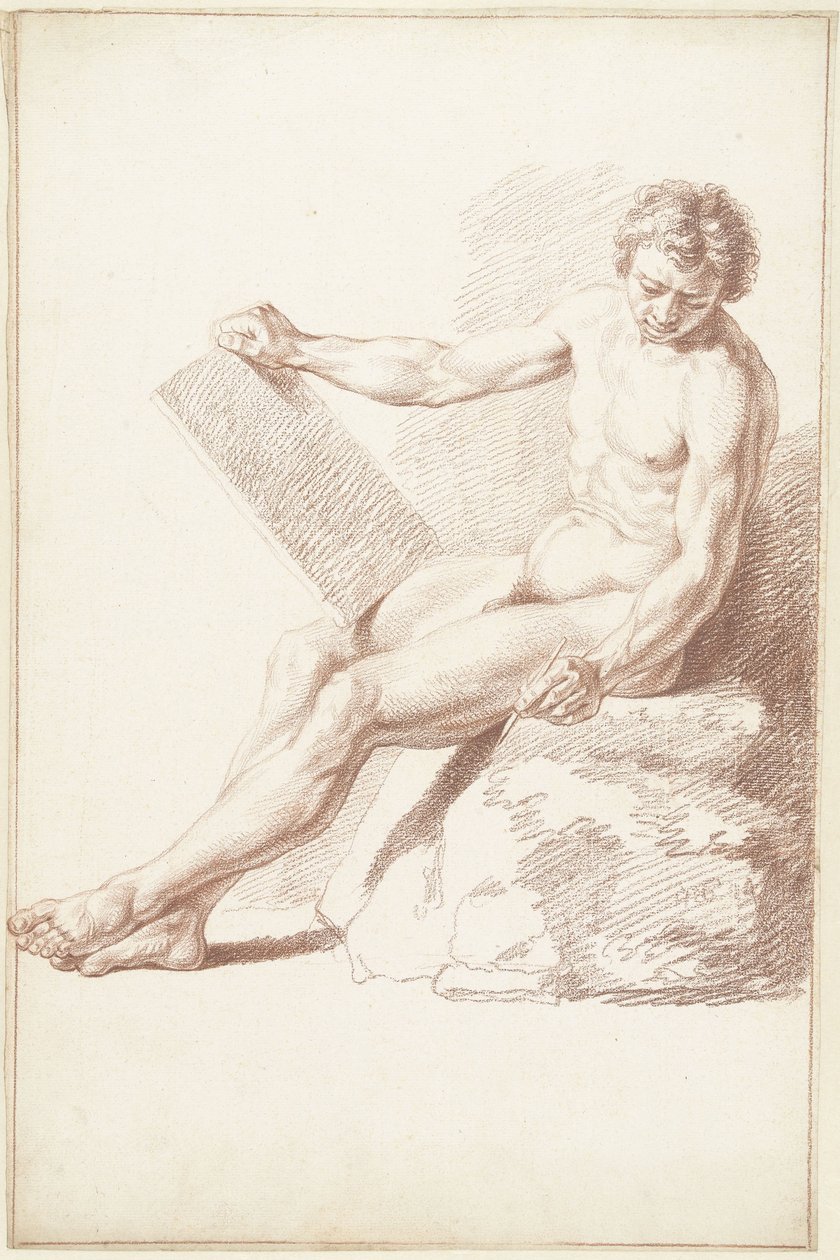 Nudo accademico seduto, come disegnatore da Louis Fabritius Dubourg