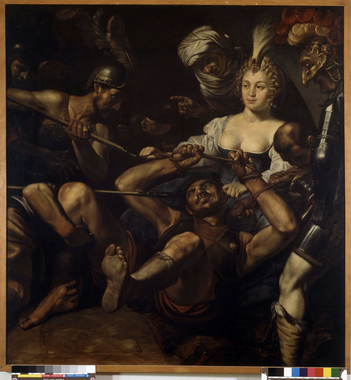 Sansone e Dalila: Sansone perde la forza mentre Dalila gli taglia i capelli da Louis Finsonius or Finson