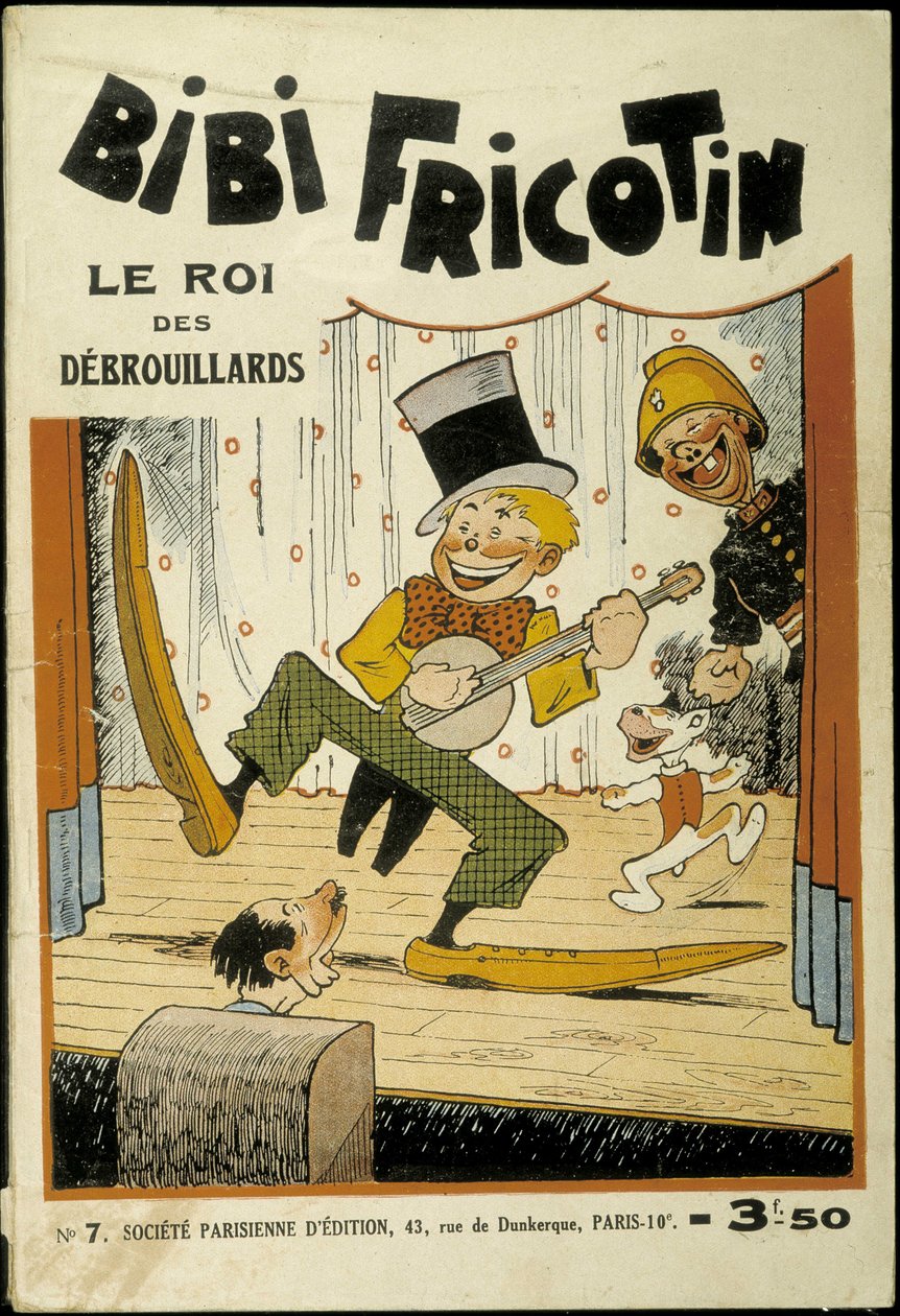 Bibi Fricotin, il re dei truffatori (suona il banjo sul palco) - copertina del N° 7. Di Louis Forton (1879-1934) da Louis Forton