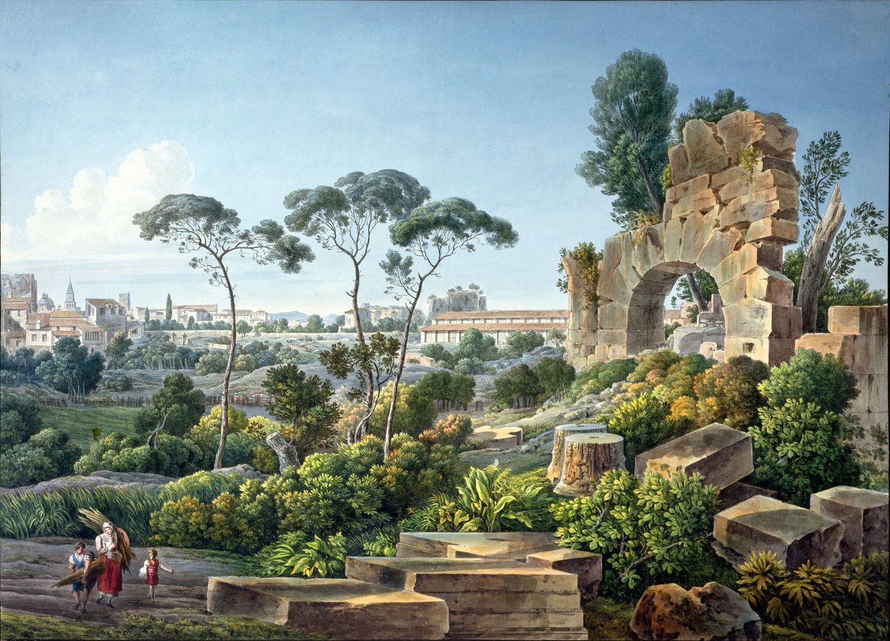 Veduta del Colle Esquilino, Roma, c.1800 da Louis Francois Cassas