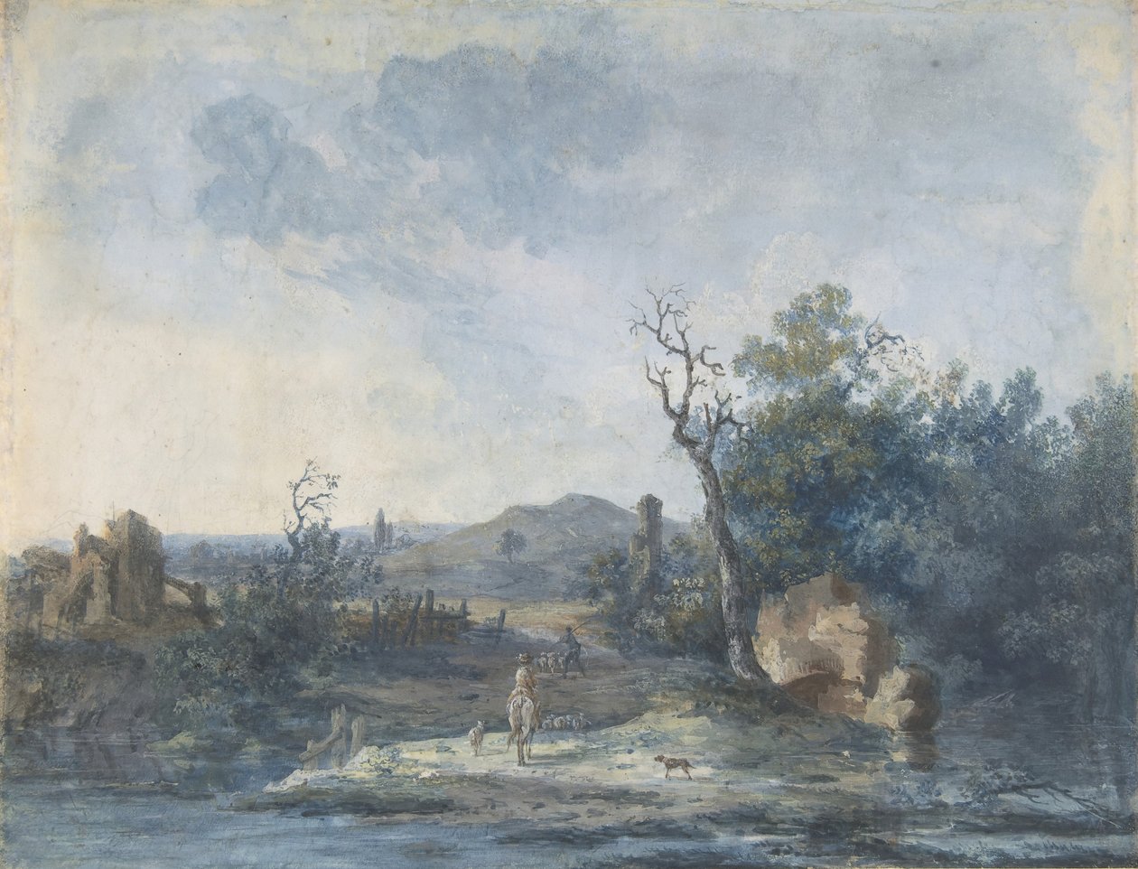 Figure su una strada di campagna da Louis Gabriel Moreau
