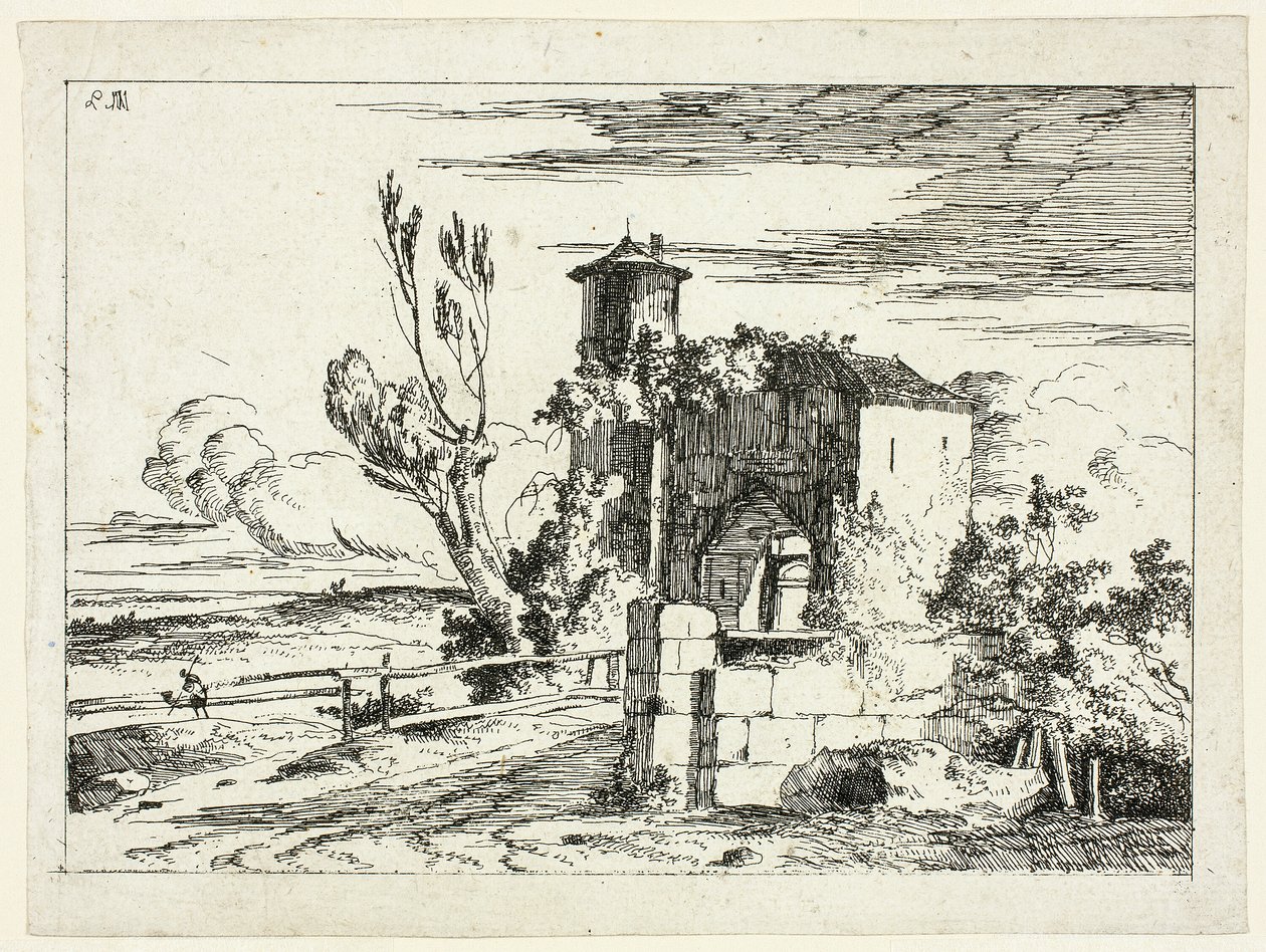 Paesaggio con vecchio portale da Louis Gabriel Moreau