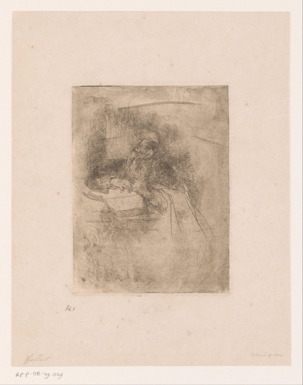 Vecchio con barba appoggiato su un libro aperto da Louis Gallait (attributed to)