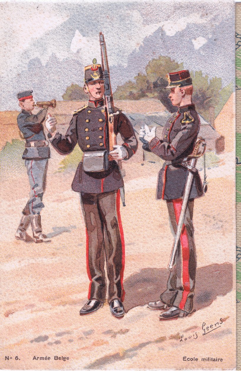 Scuola militare, Cartolina, 1920s da Louis Geens