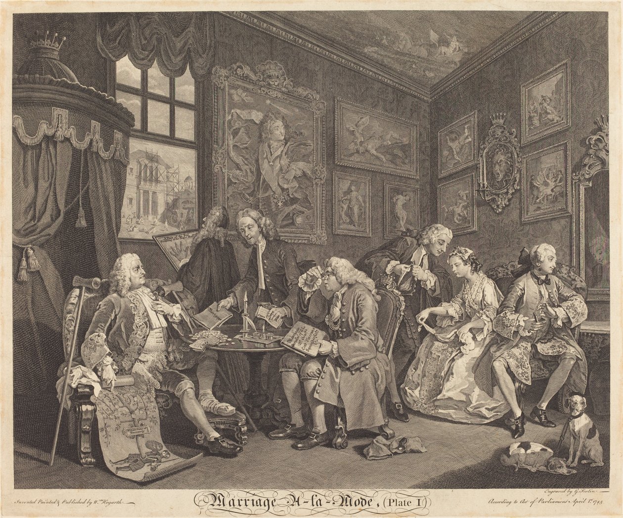 Matrimonio alla Moda: pl.1 da Louis Gerard Scotin after William Hogarth