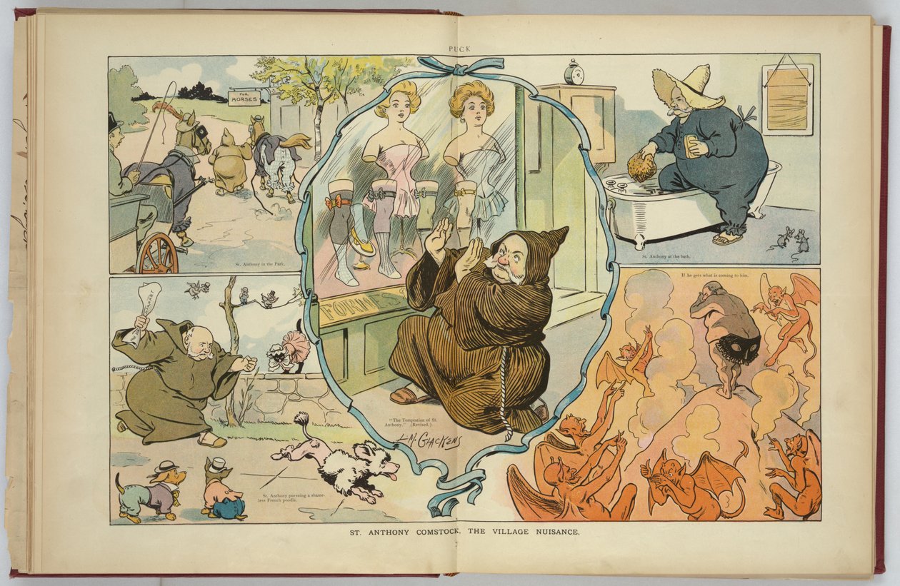 Anthony Comstock, il fastidio del villaggio da Puck Magazine da Louis Glackens