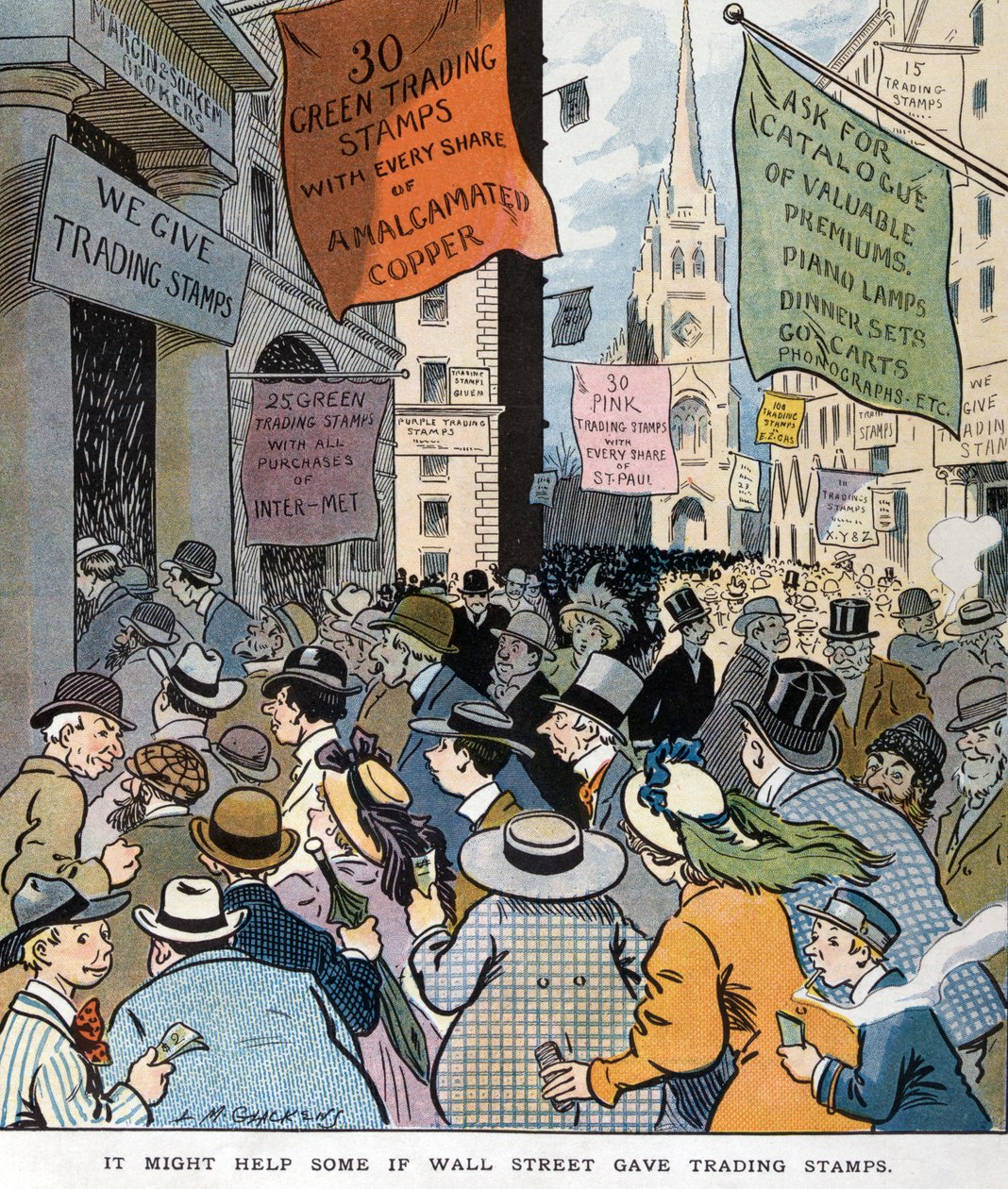 Potrebbe essere utile se Wall Street desse dei francobolli commerciali di Louis Glackens 1866-1933, artista. Pubblicato nel 1907. da Louis Glackens