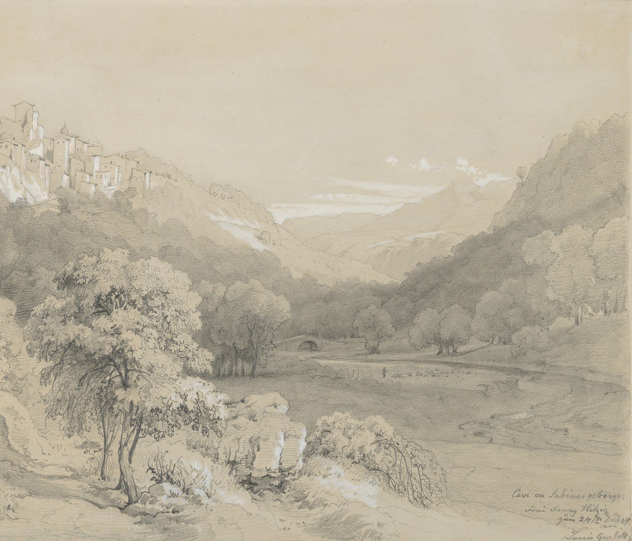 Una vista di Cavi nelle colline sabine, 1848 da Louis Gurlitt