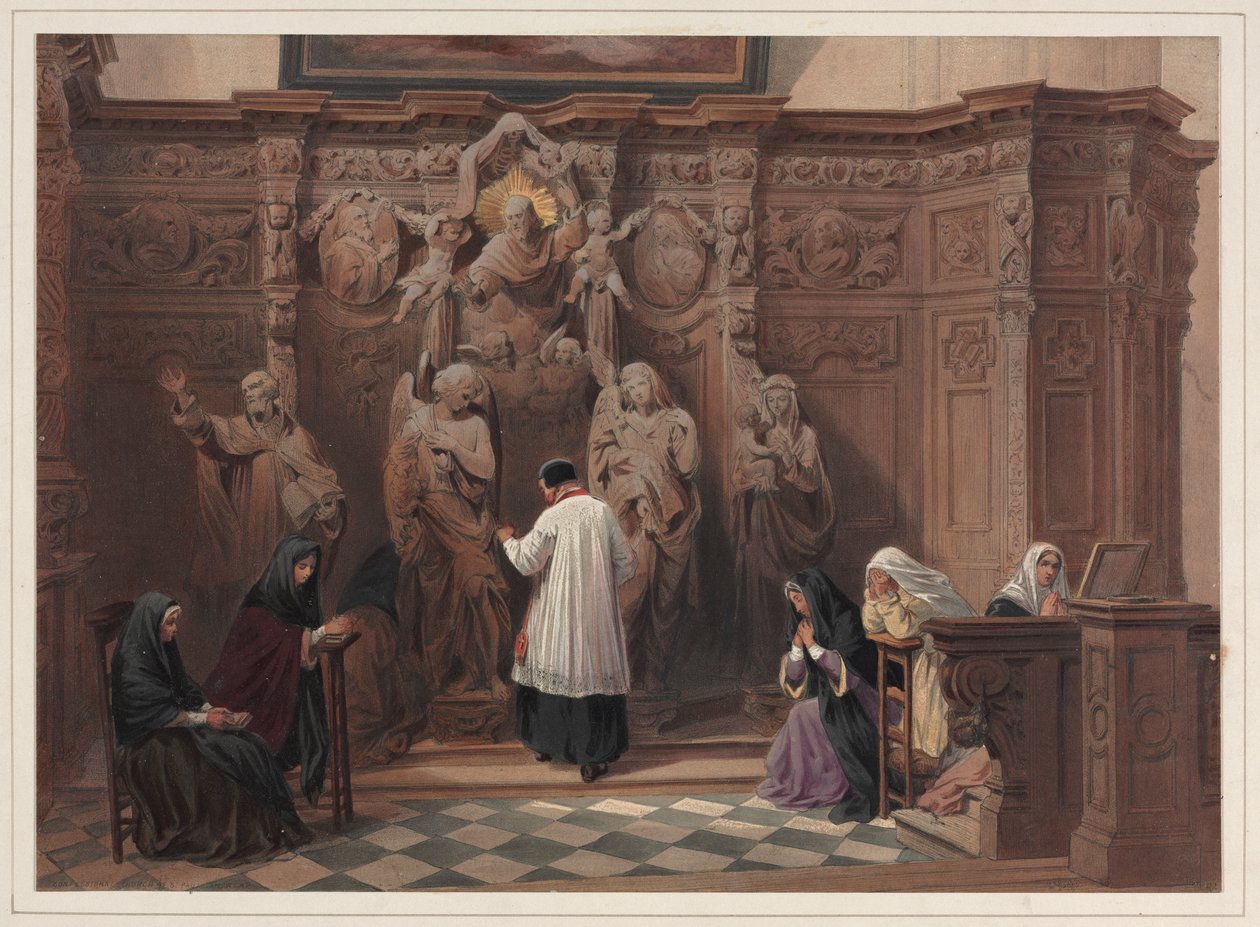 Confessionale, Chiesa di San Paolo, Anversa, 1838 da Louis Haghe