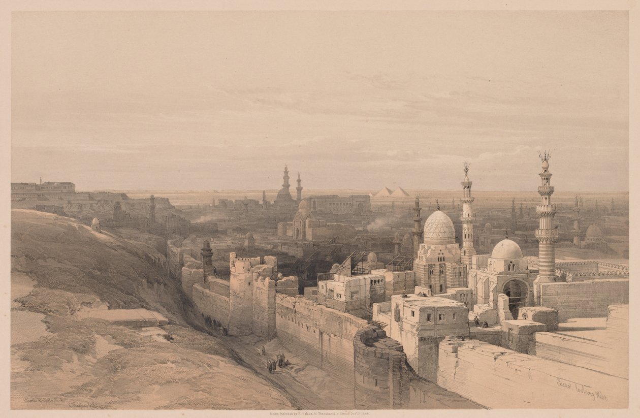 Egitto e Nubia: Volume III - No. 26, Il Cairo, vista verso ovest, 1838 da Louis Haghe
