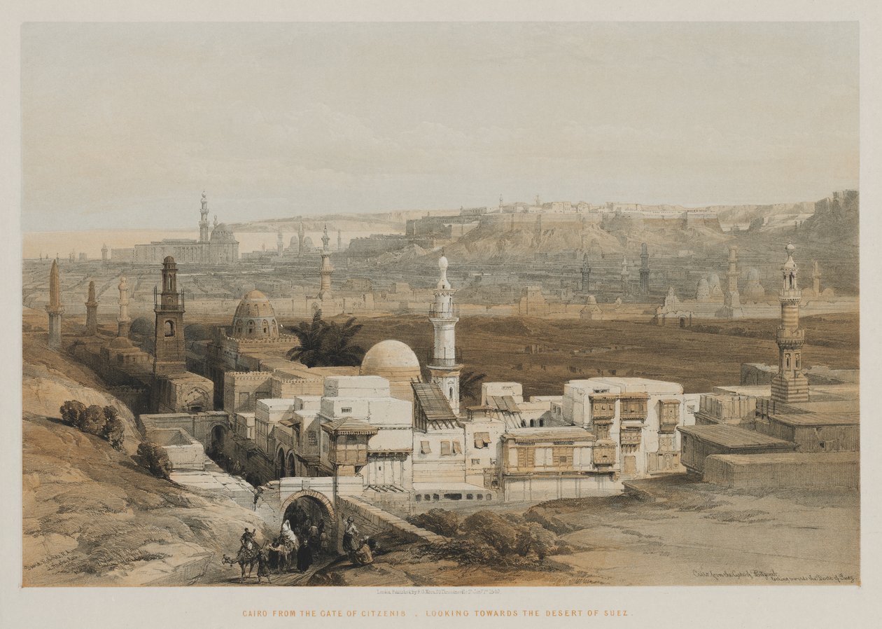 Egitto e Nubia, Volume III: Il Cairo dalla Porta di Citzenib, verso il Deserto di Suez da Louis Haghe