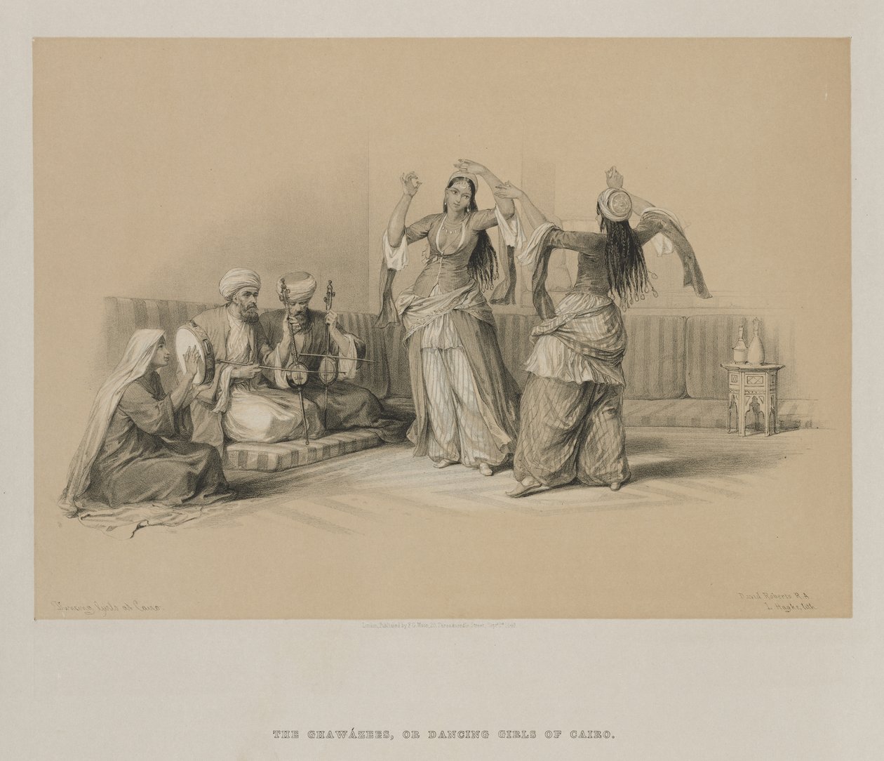 Egitto e Nubia, Volume III: Ragazze danzanti al Cairo, 1849 da Louis Haghe