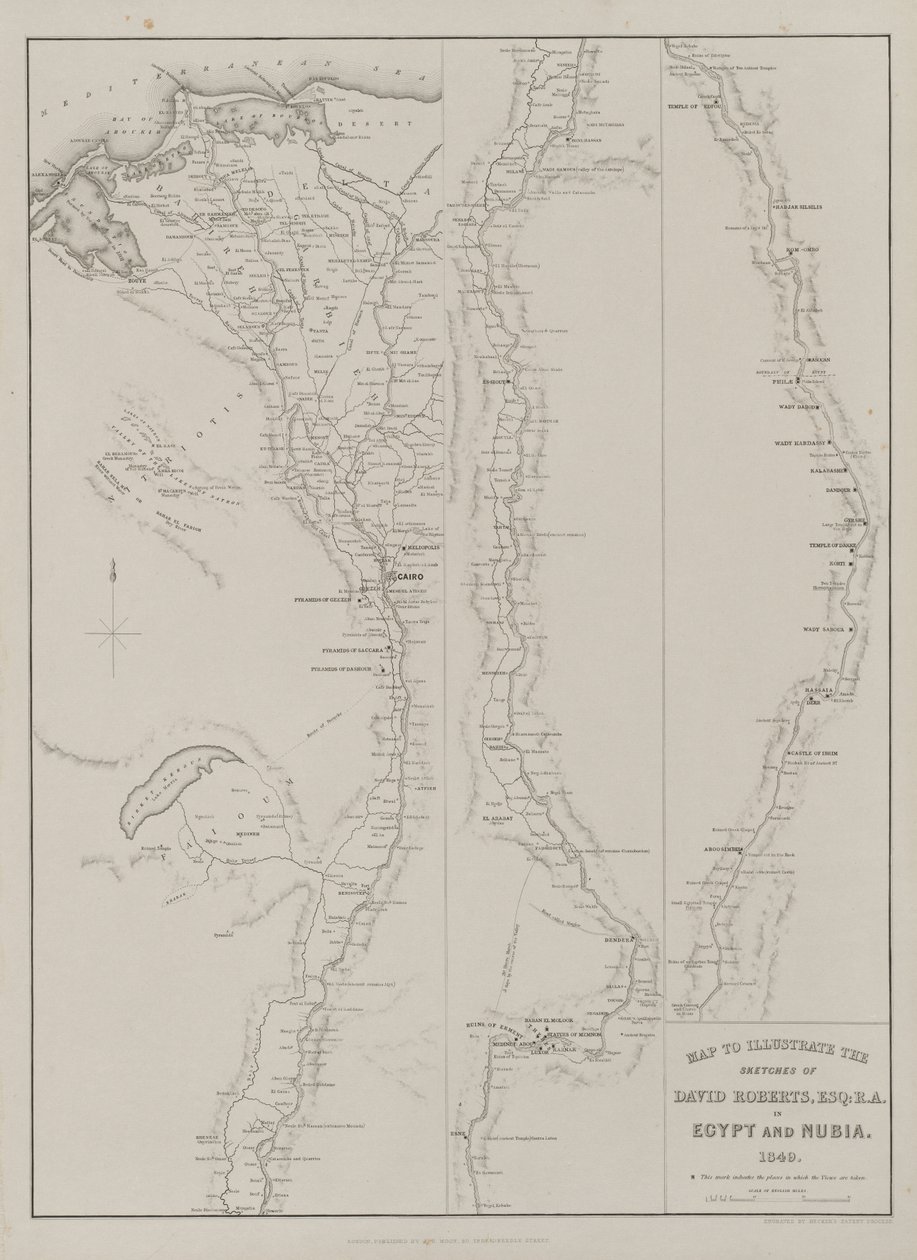 Egitto e Nubia, Volume III: Mappa per illustrare gli schizzi di David Roberts, Esq...1849, 1849 da Louis Haghe