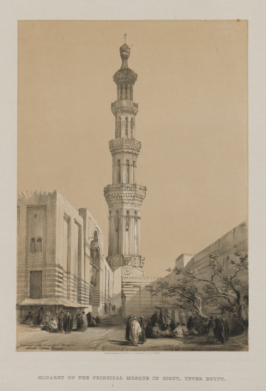 Egitto e Nubia, Volume III: Minareto della Moschea Principale Siout, Alto Egitto da Louis Haghe