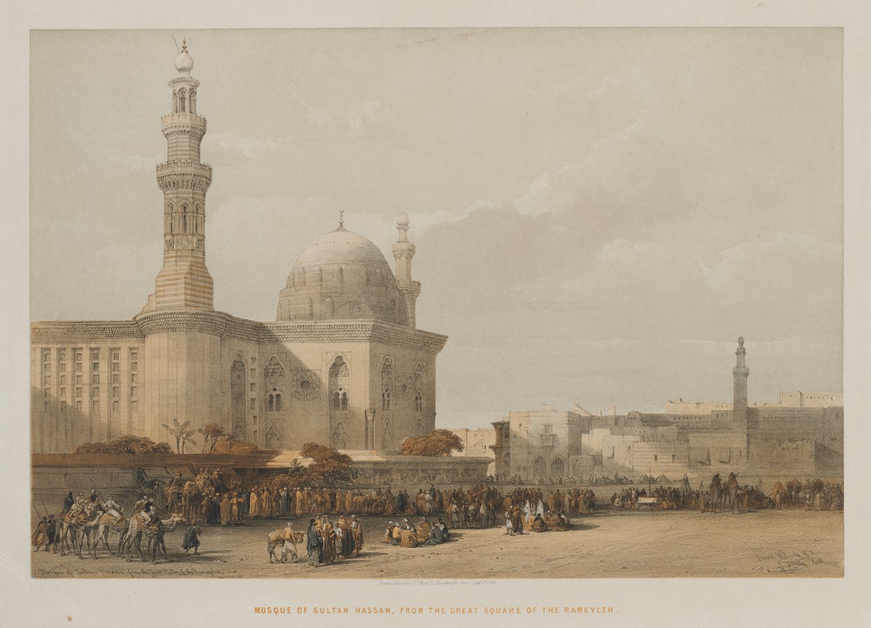 Moschea del Sultano Hassan, dalla Grande Piazza del Rameyleh da Louis Haghe