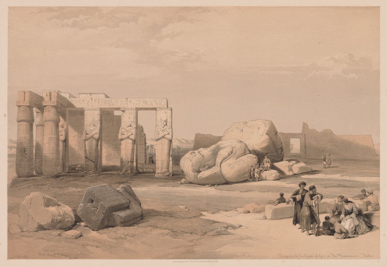 Egitto e Nubia: Volume II - No. 4, Frammenti dei Grandi Colossi, al Memnonium, 1838 da Louis Haghe