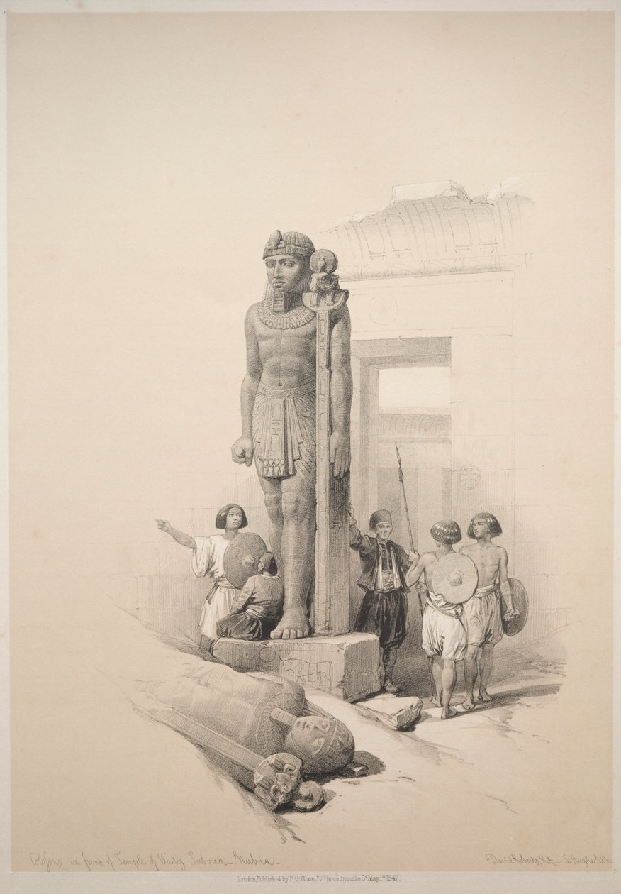 Egitto e Nubia: Volume II - No. 7, Colossi a Wady Saboua, 1838 da Louis Haghe