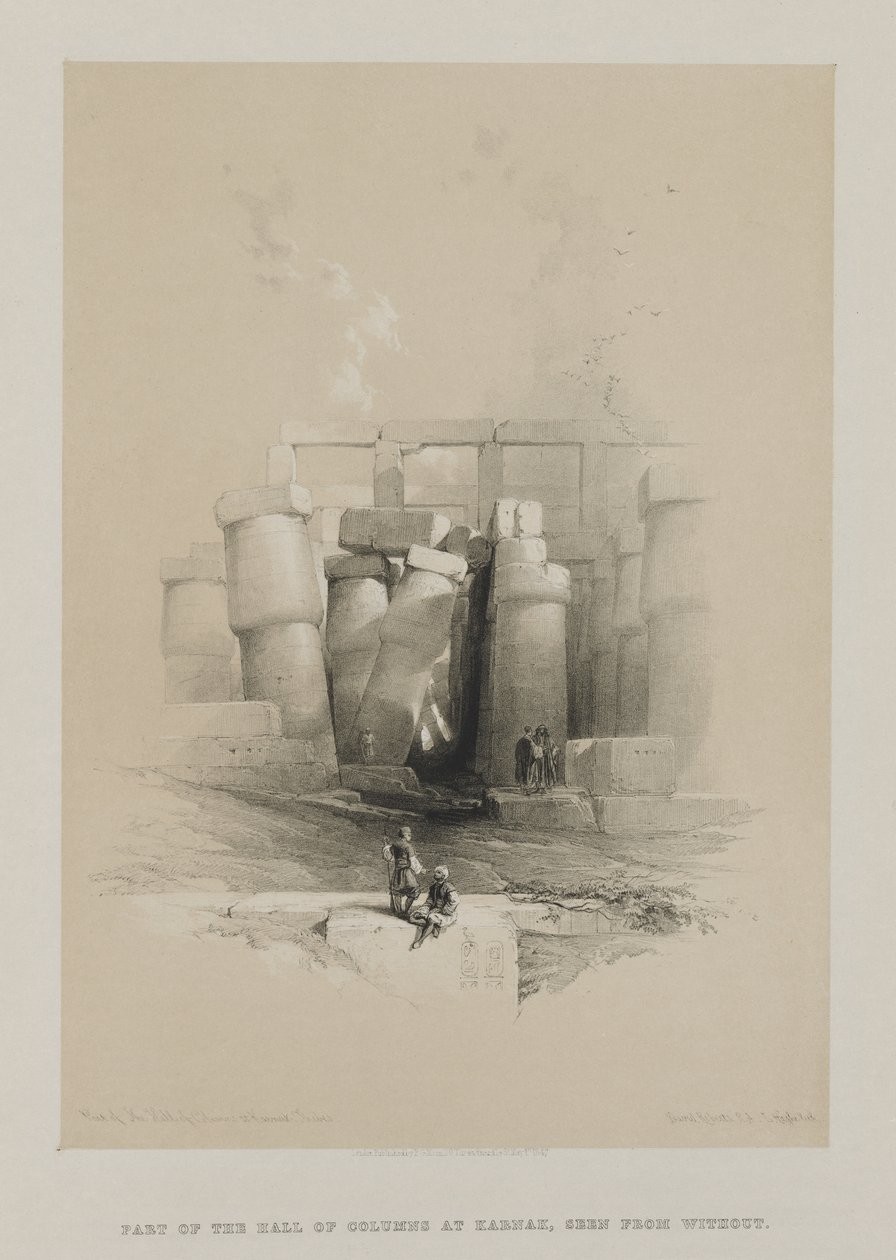 Egitto e Nubia, Volume II: Parte della Sala delle Colonne a Karnak, Tebe, 1847 da Louis Haghe
