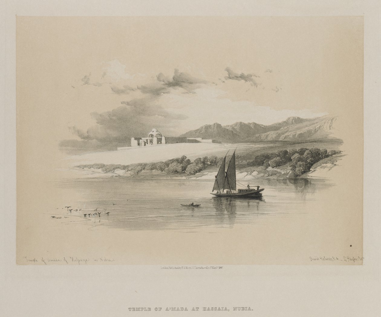 Egitto e Nubia, Volume II: Tempio di Amdda, di Hassaya in Nubia, 1847 da Louis Haghe