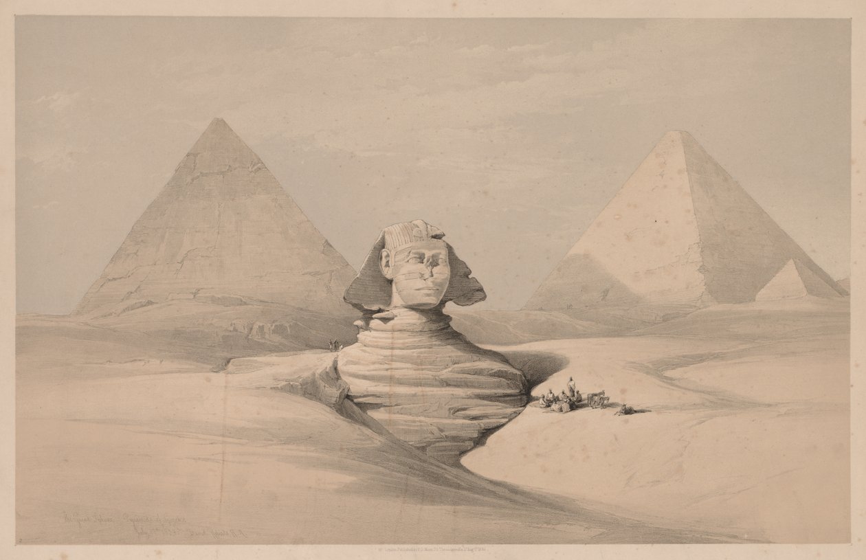 Egitto e Nubia: Volume I - N. 18, La Grande Sfinge, Piramidi di Giza, Vista Frontale da Louis Haghe