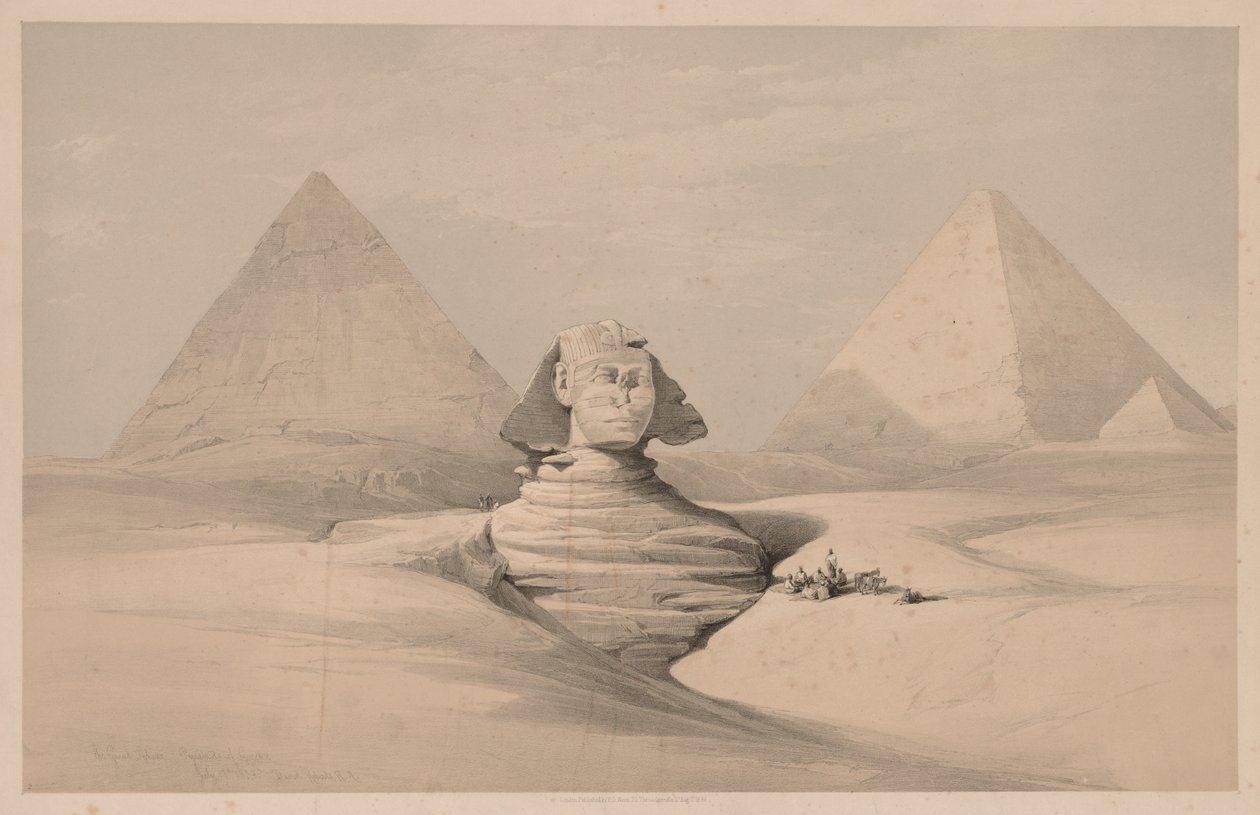Egitto e Nubia: Volume I - No. 18, La Grande Sfinge, Piramidi di Giza, Vista Frontale, 1839 da Louis Haghe