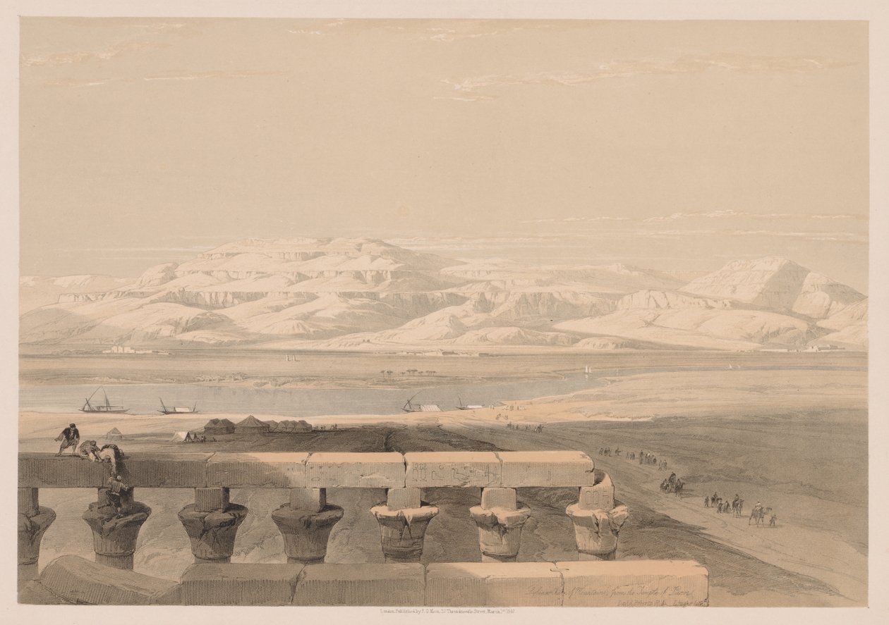 Egitto e Nubia: Volume I - N. 30, Catena Montuosa Libica dal Tempio di Luxor da Louis Haghe