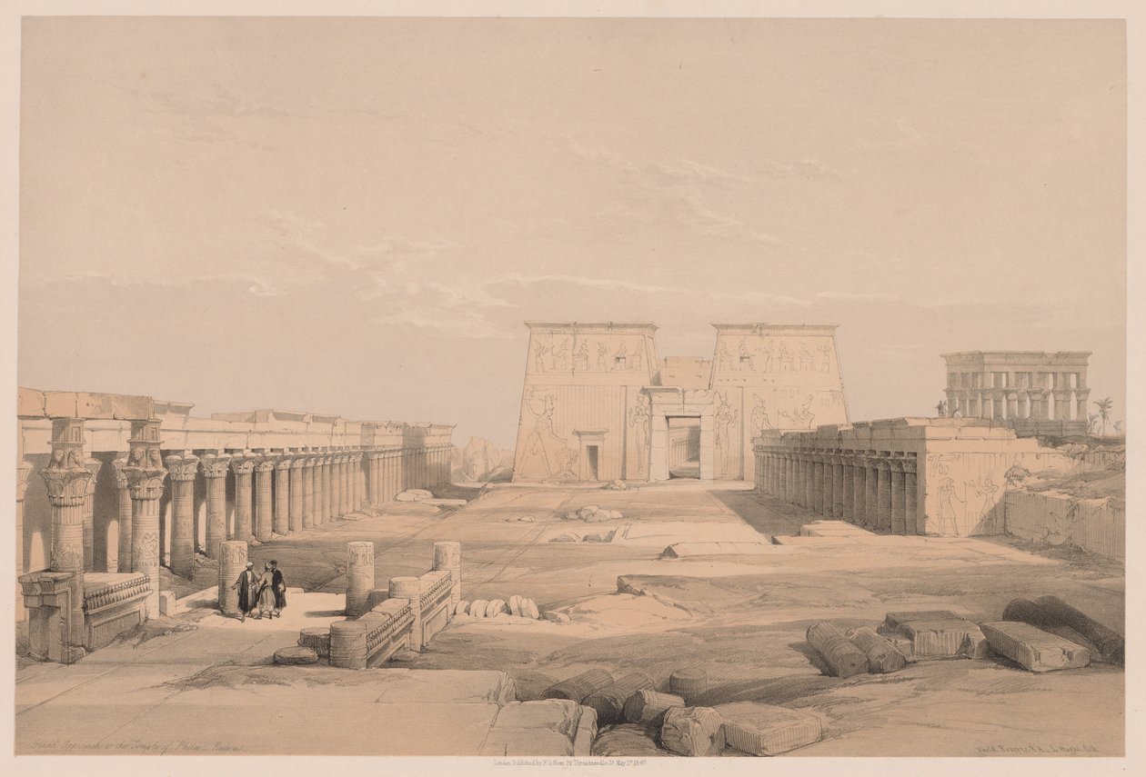 Egitto e Nubia: Volume I - No. 42, Grande Approccio al Tempio di Philae, Nubia, 1838 da Louis Haghe