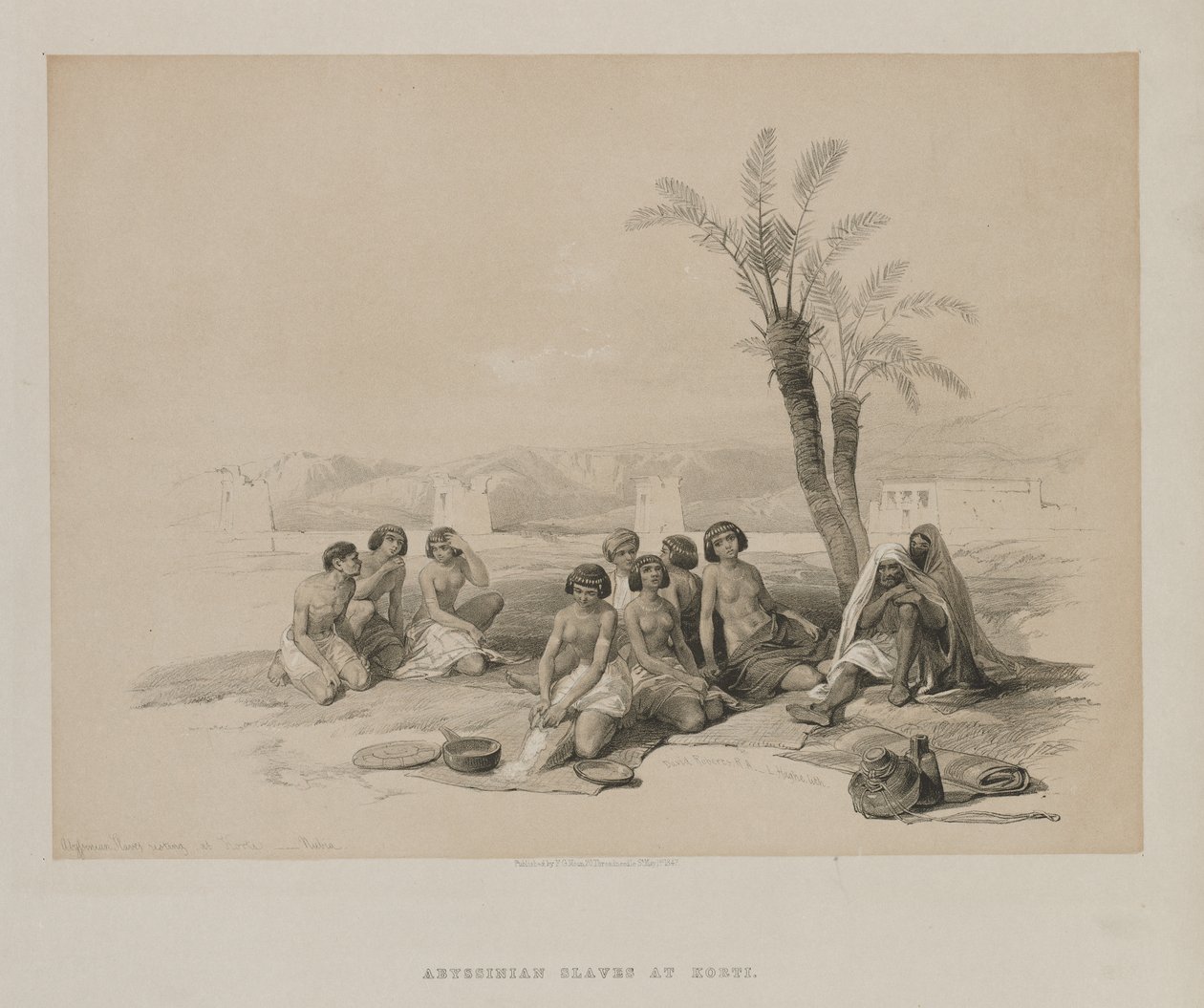 Egitto e Nubia, Volume I: Schiavi Abissini che riposano a Korti-Nubia, 1847 da Louis Haghe