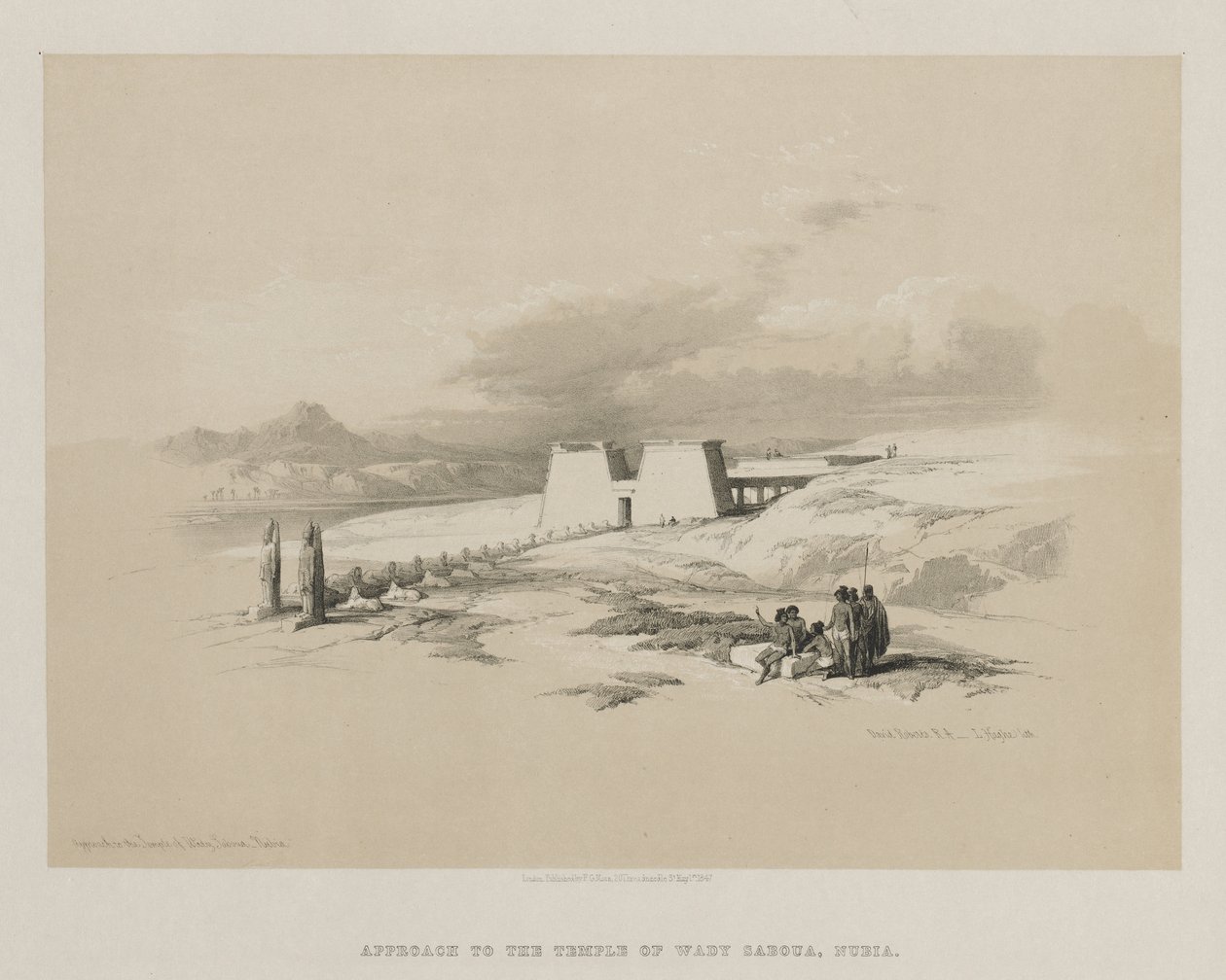 Egitto e Nubia, Volume I: Avvicinamento al Tempio di Wady Saboua, Nubia, 1847 da Louis Haghe