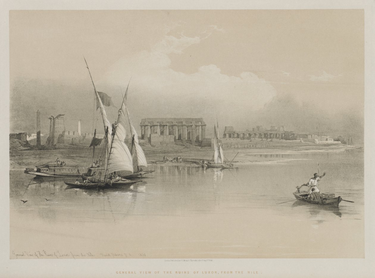 Vista Generale delle Rovine di Luxor, Dal Nilo da Louis Haghe