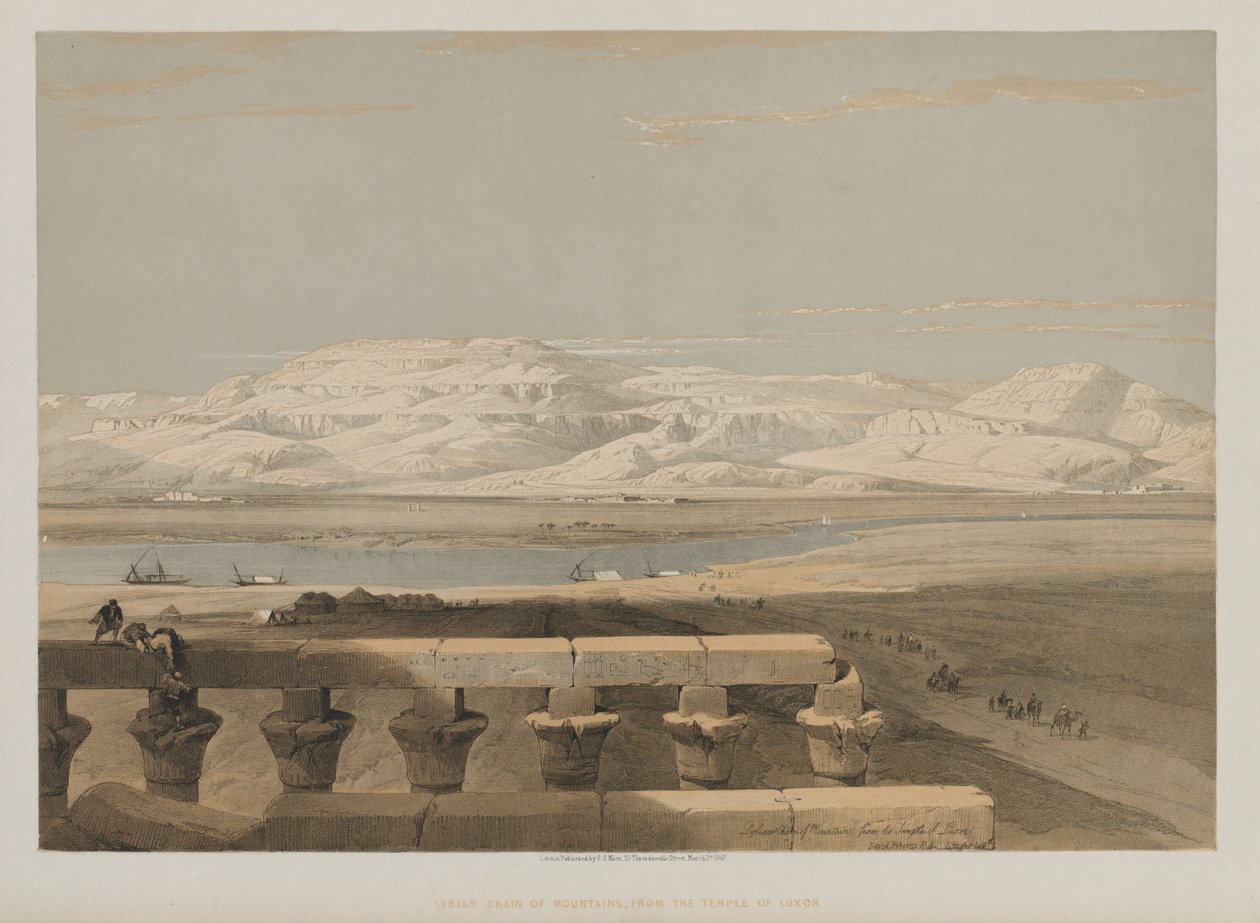Egitto e Nubia, Volume I: Catena Montuosa Libica, dal Tempio di Luxor da Louis Haghe