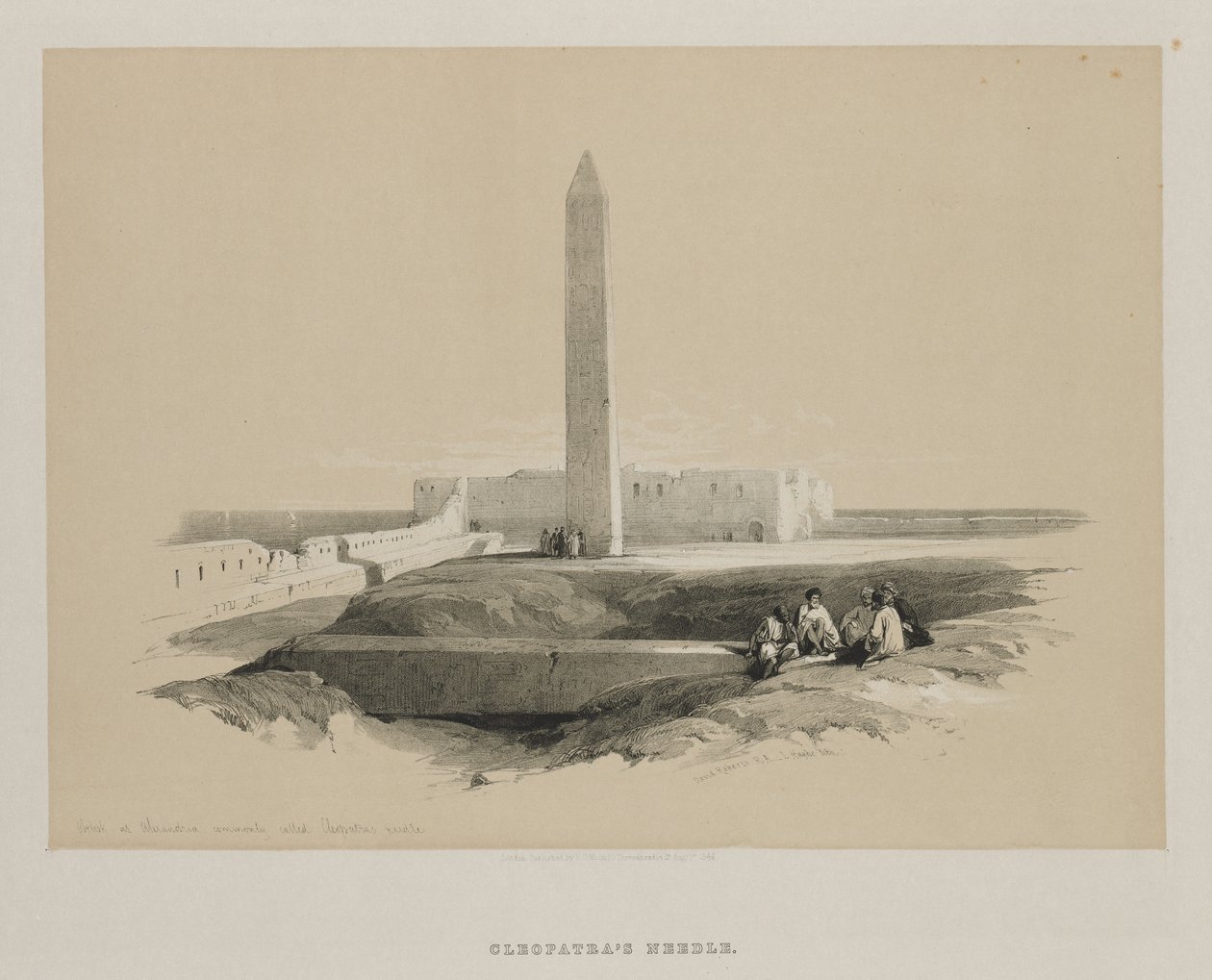 Egitto e Nubia, Volume I: Obelisco ad Alessandria, comunemente chiamato Ago di Cleopatra, 1846 da Louis Haghe