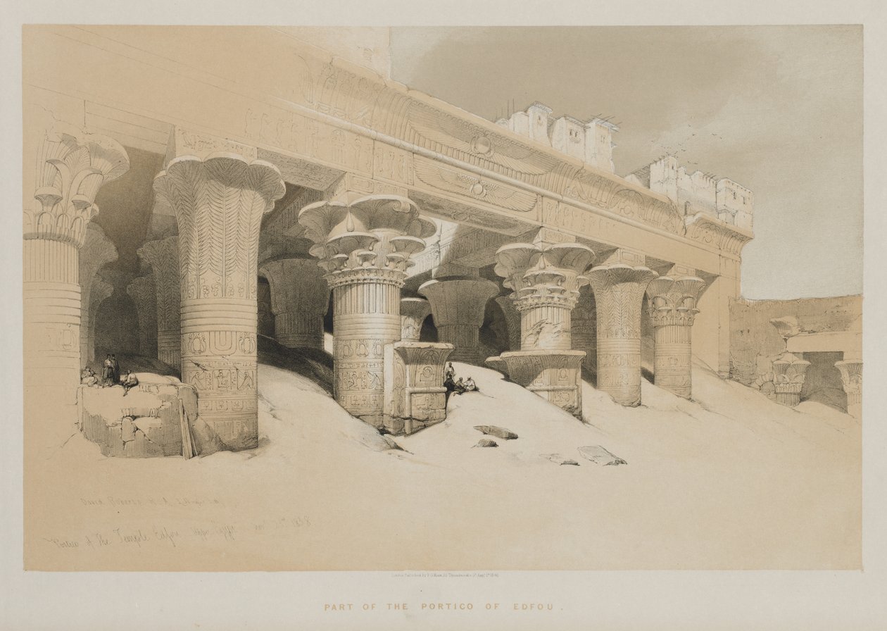 Egitto e Nubia Volume I: Portico del Tempio di Edfou, Alto Egitto, 1846 da Louis Haghe